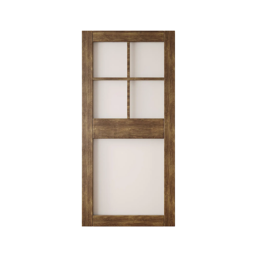 5-lite frosted glass barn door with a pine frame