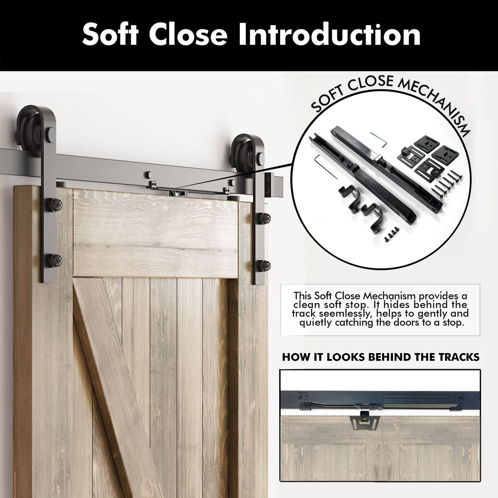 80" Height Finished & Unassembled Double Barn Door with Non-Bypass Installation Hardware Kit (5-in-1 Design)