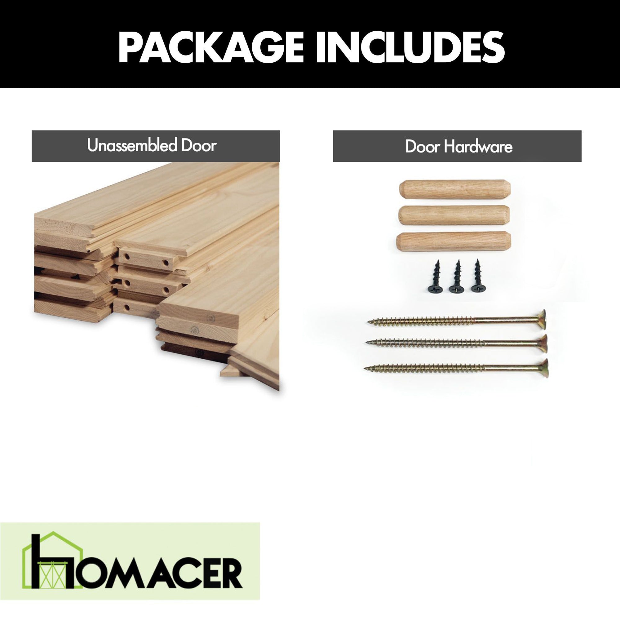 homacer unassembled barn door with door hardware