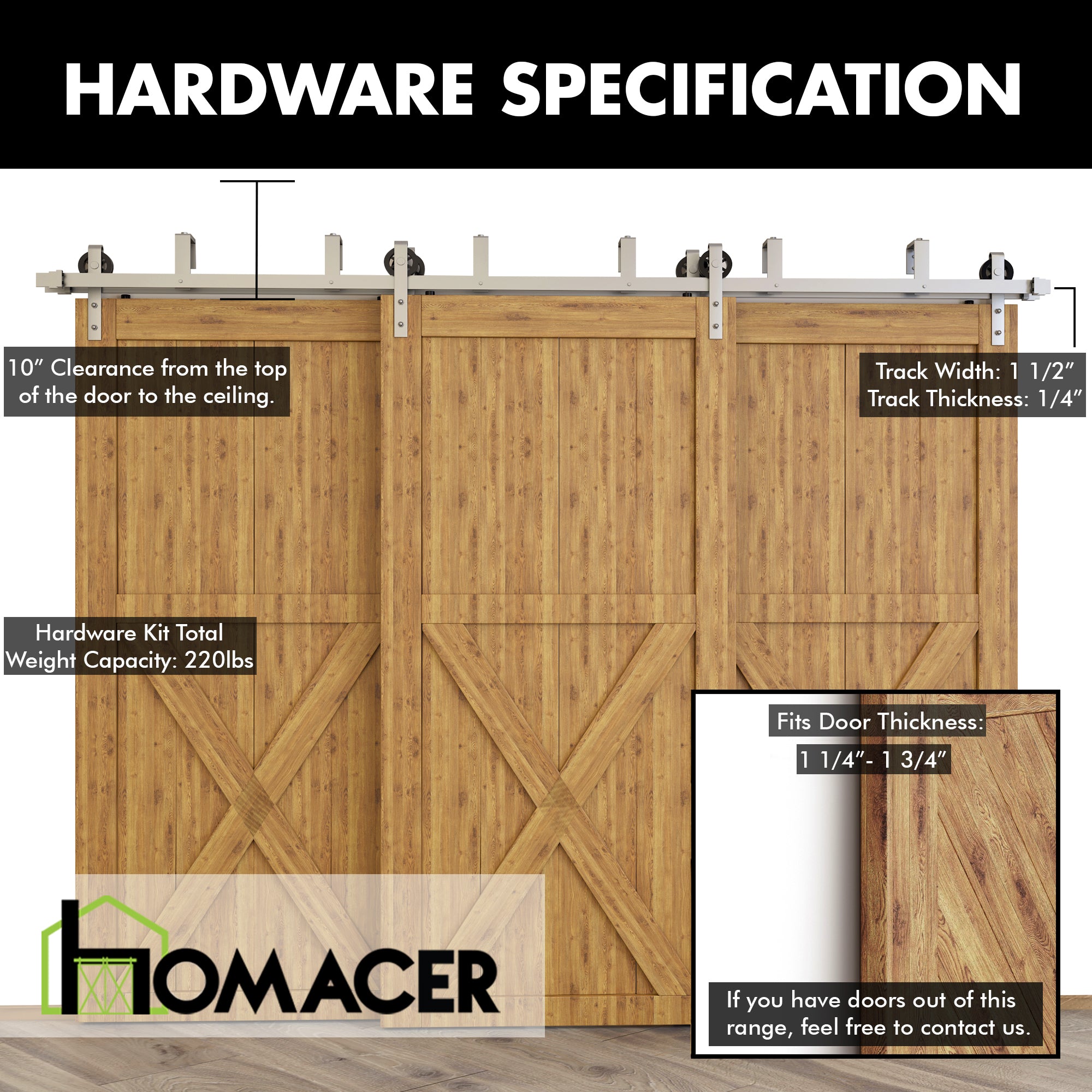 double track spoke wheel sliding door kit