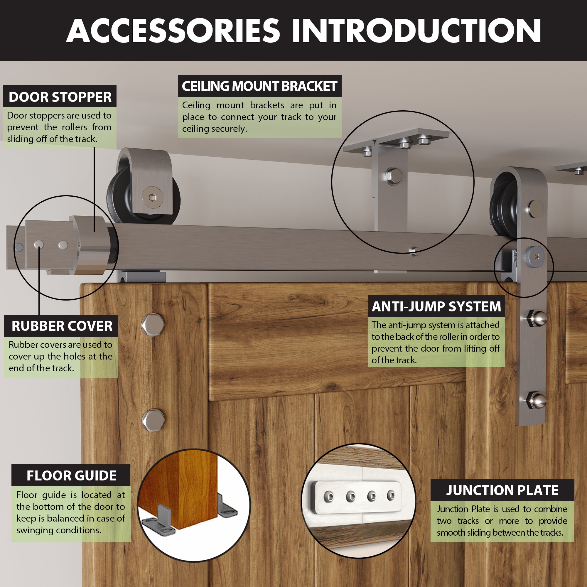 brushed nickel ceiling mount double track bypass barn door hardware kit accessories introduction