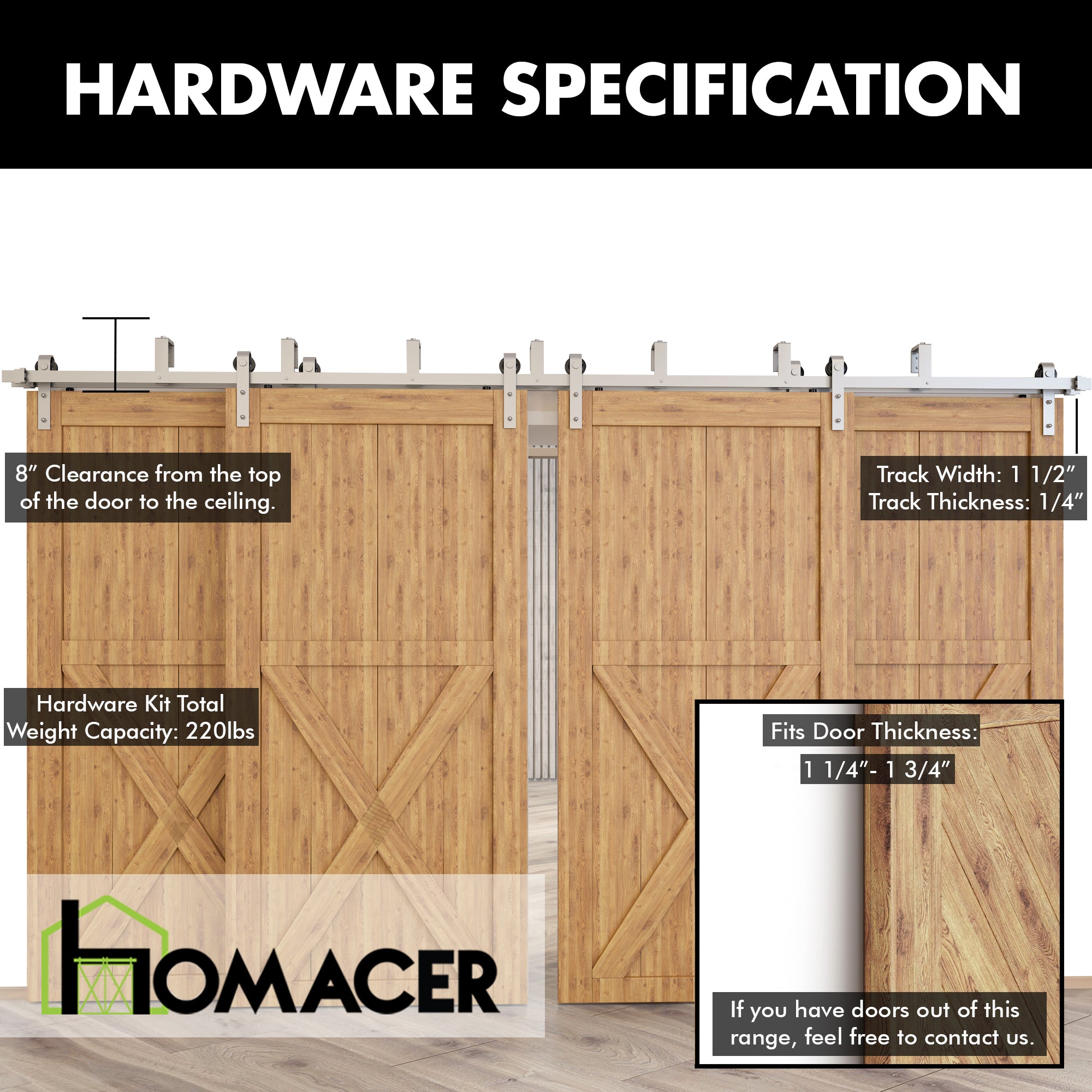 double track classic sliding door kit