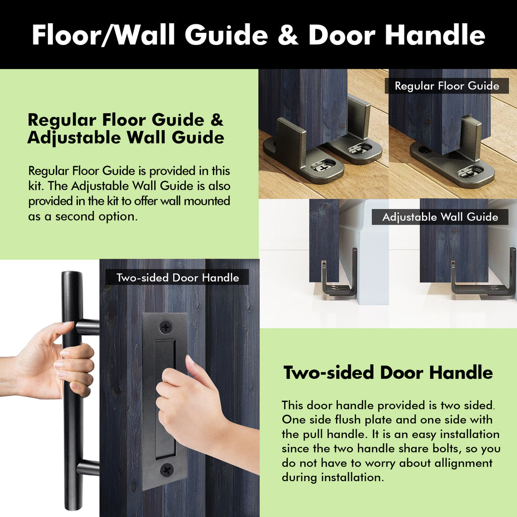 84" Height Finished & Unassembled Single Barn Door with Non-Bypass Installation Hardware Kit (5-in-1 Design)