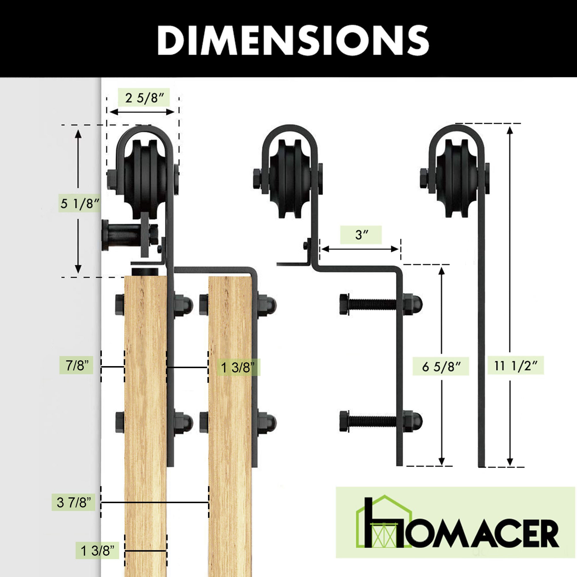 5-in-1 80In Double Barn Door with Single Track Bypass Installation Hardware Kit