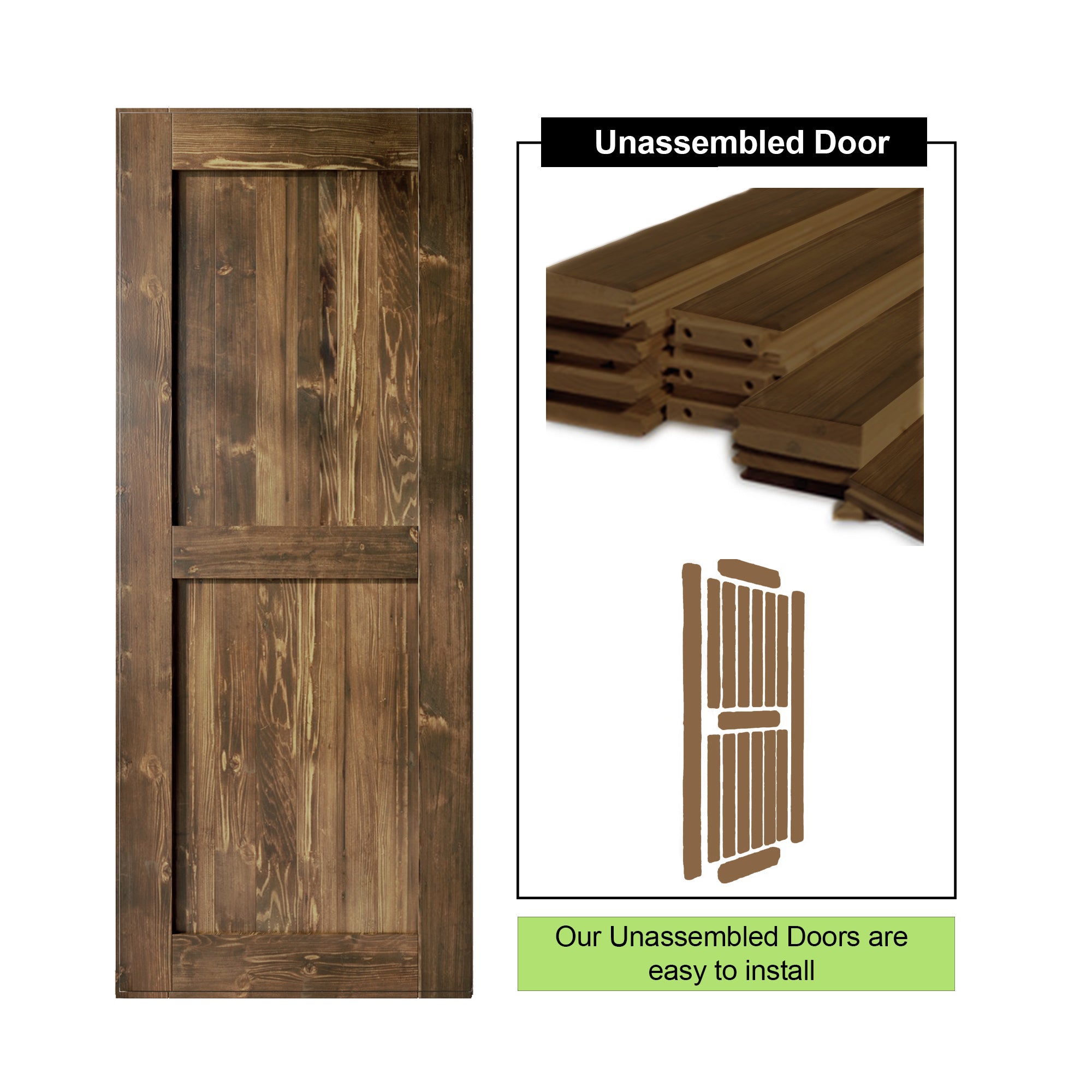 homacer dark walnut unassembled easy to install sliding barn door