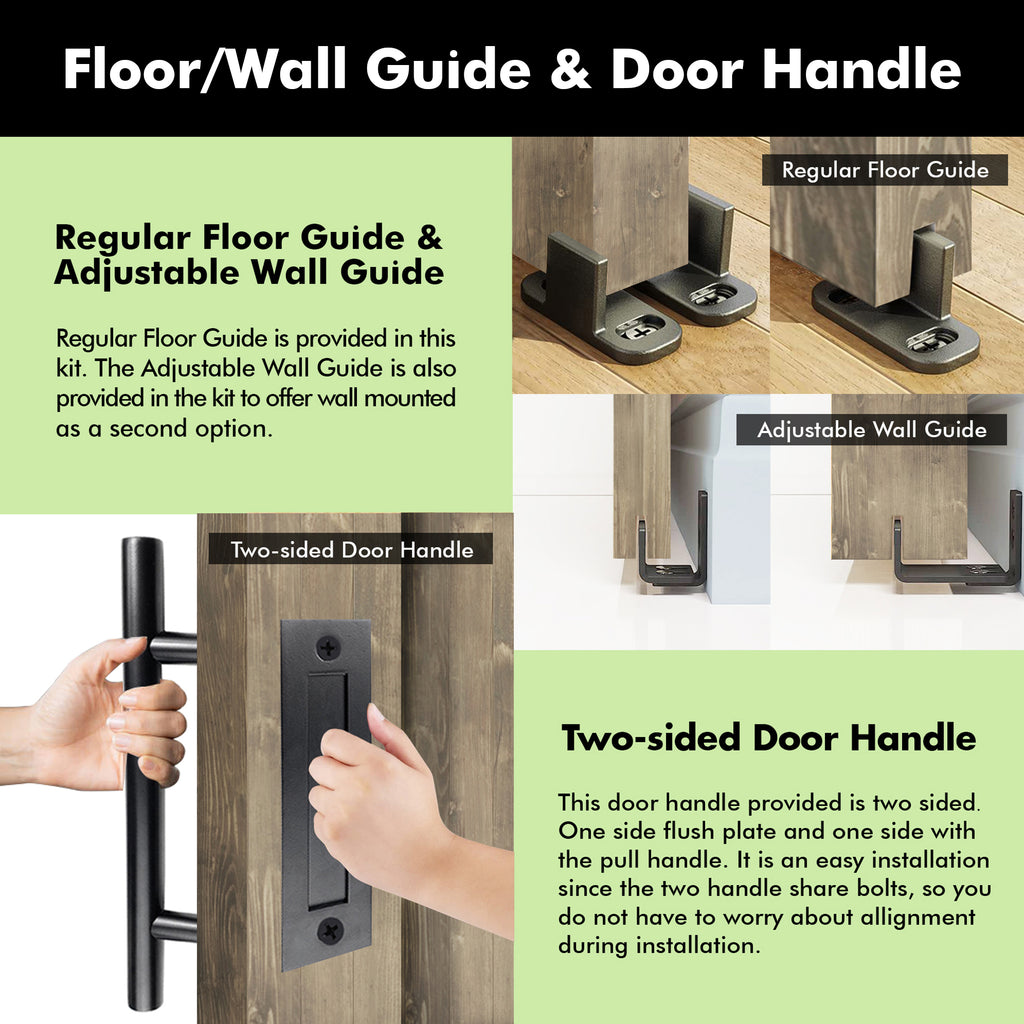 80" Height Finished & Unassembled Single Barn Door with Non-Bypass Installation Hardware Kit (5-in-1 Design)