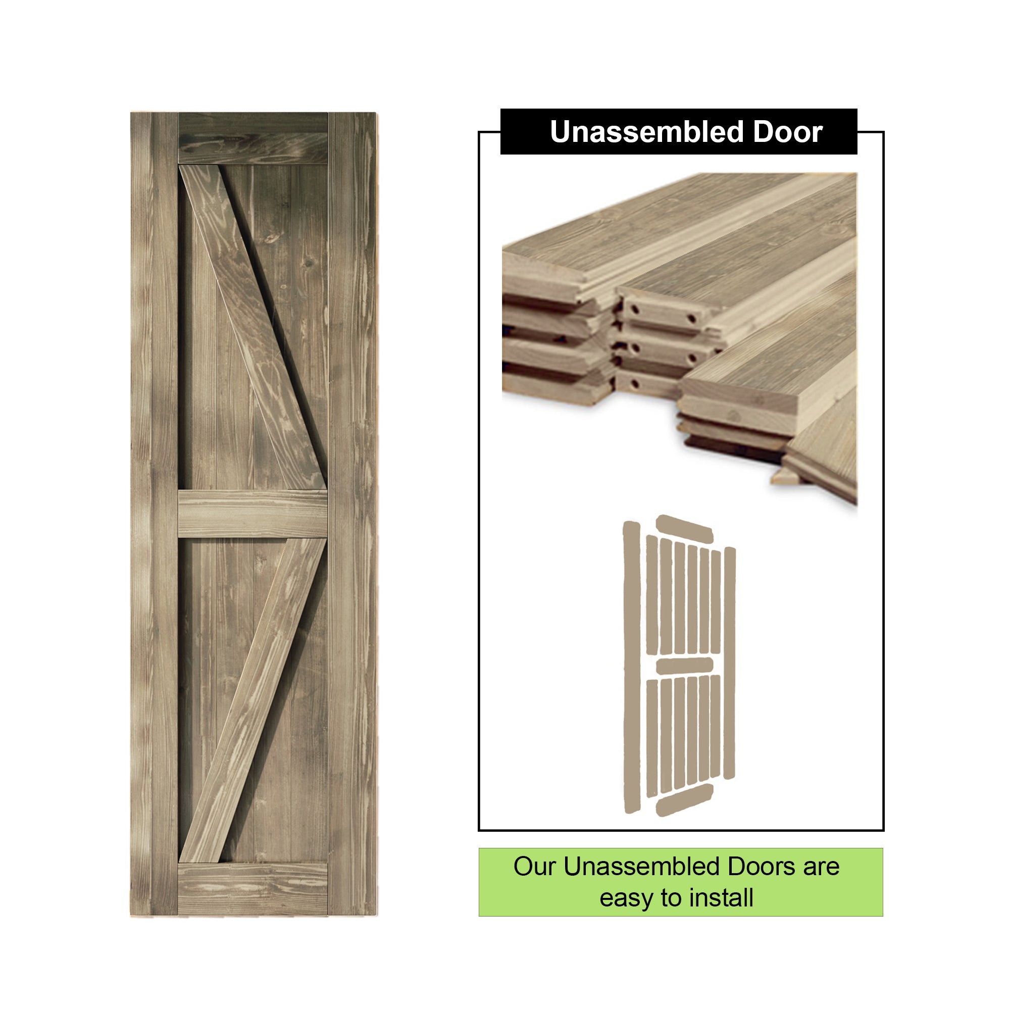 homacer classic gray unassembled easy to install sliding barn door