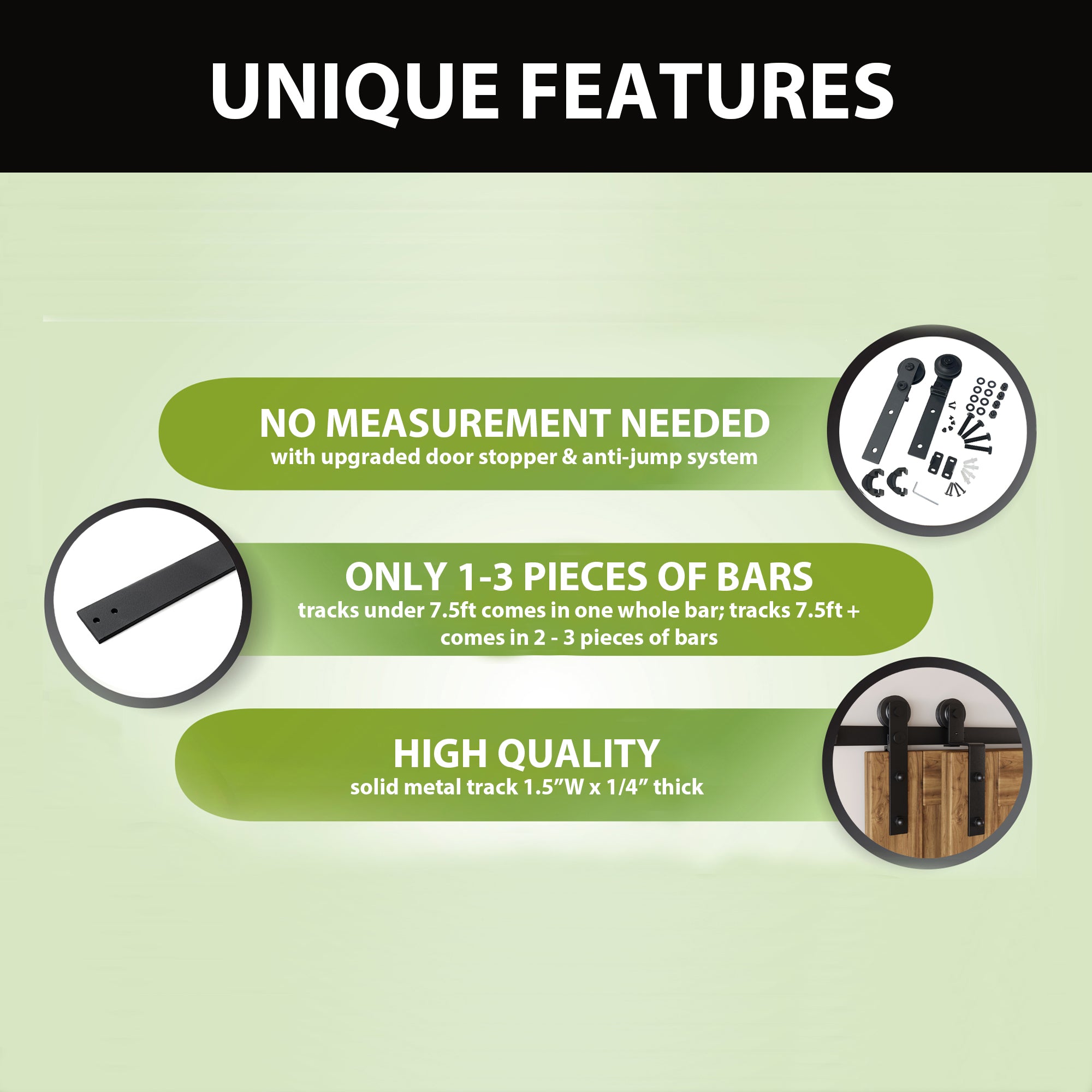 Single Track Bypass Sliding Barn Door Hardware Kit - Straight Design Roller