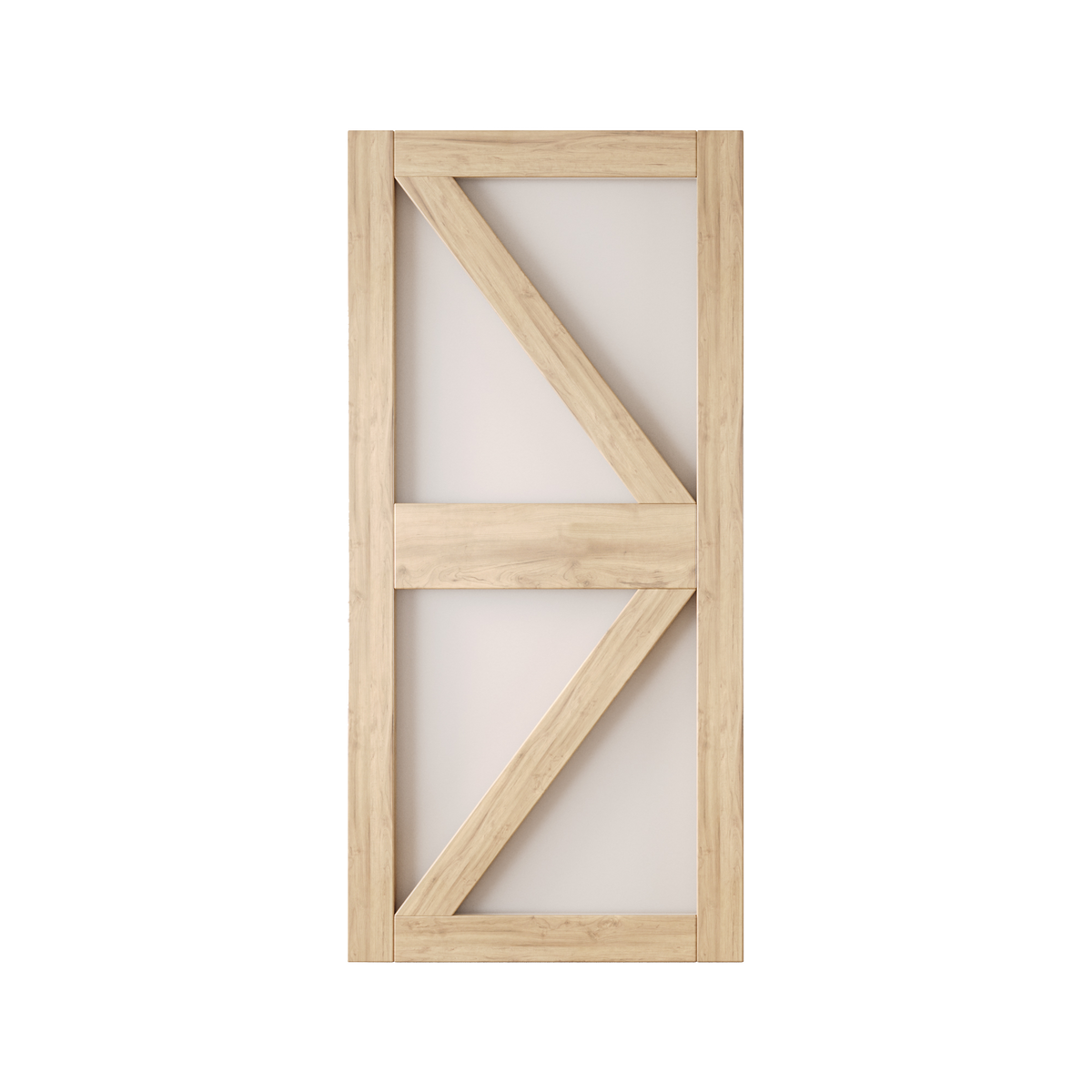 Homacer frosted glass 80-inch barn door with natural wood frame