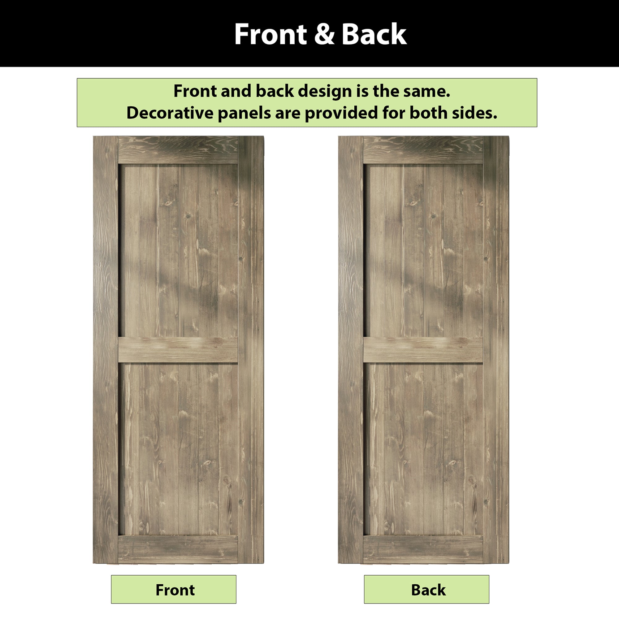 homacer sliding barn door front and back design 
