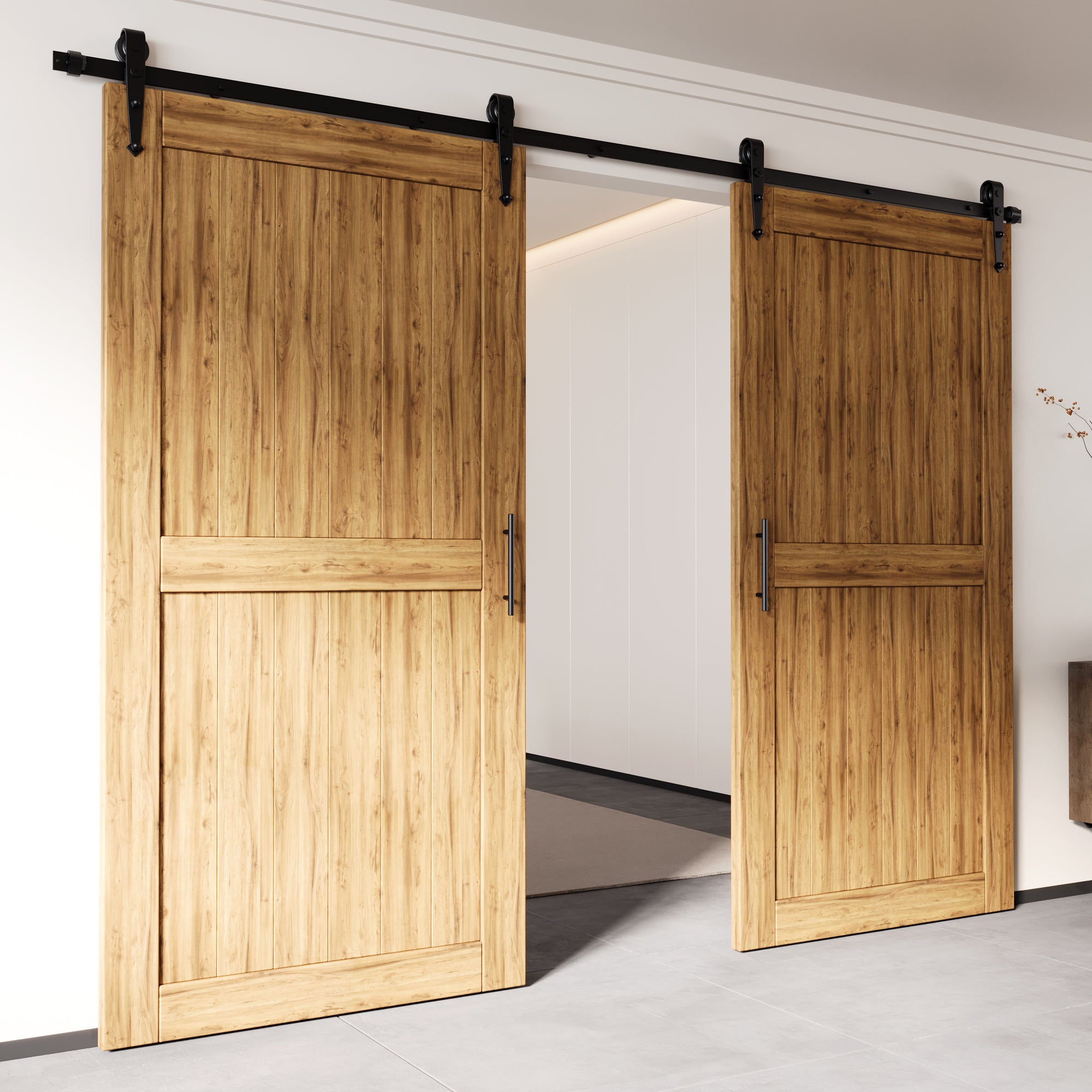 Non-Bypass Sliding Barn Door Hardware Kit - Arrow Design Roller