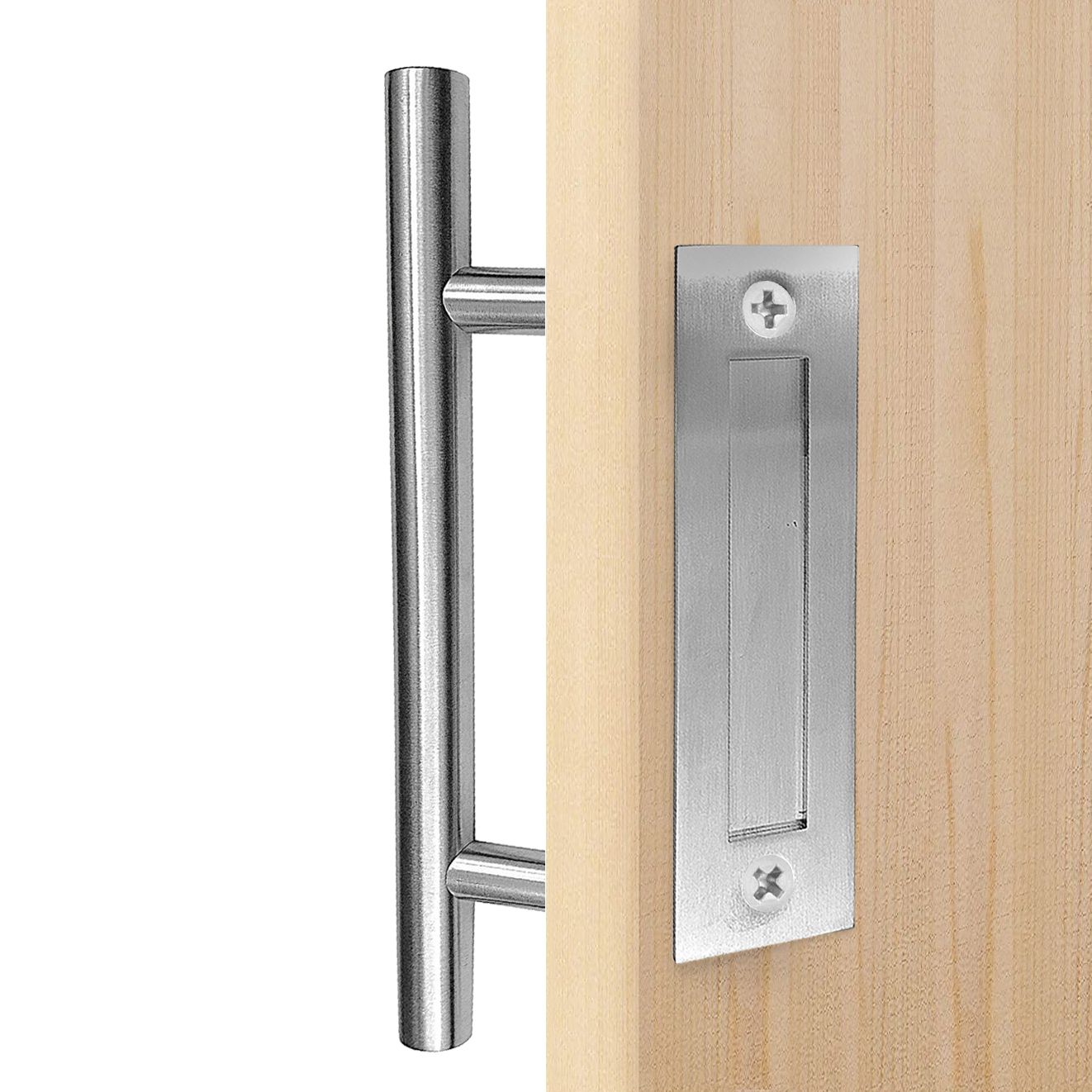 homacer sliding barn door Brushed Nickel Stainless Steel Door Handle Design#10