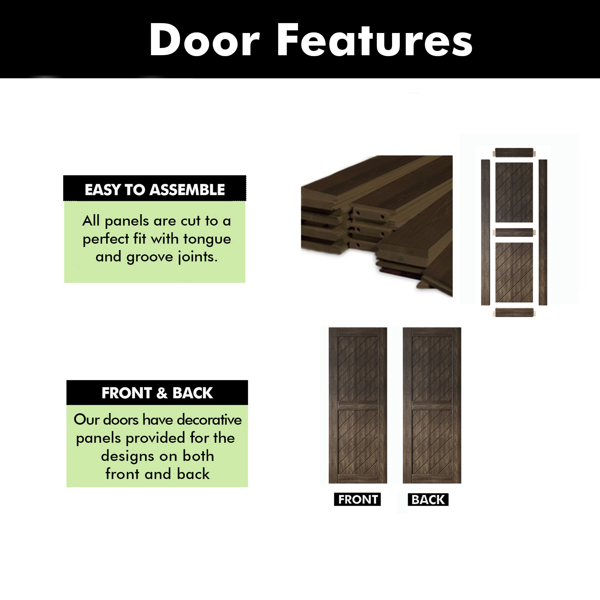 84" Height Ebony Slanted Stripe Design Unassembled & Finished Pine Wood Barn Door (Interior Use Only)