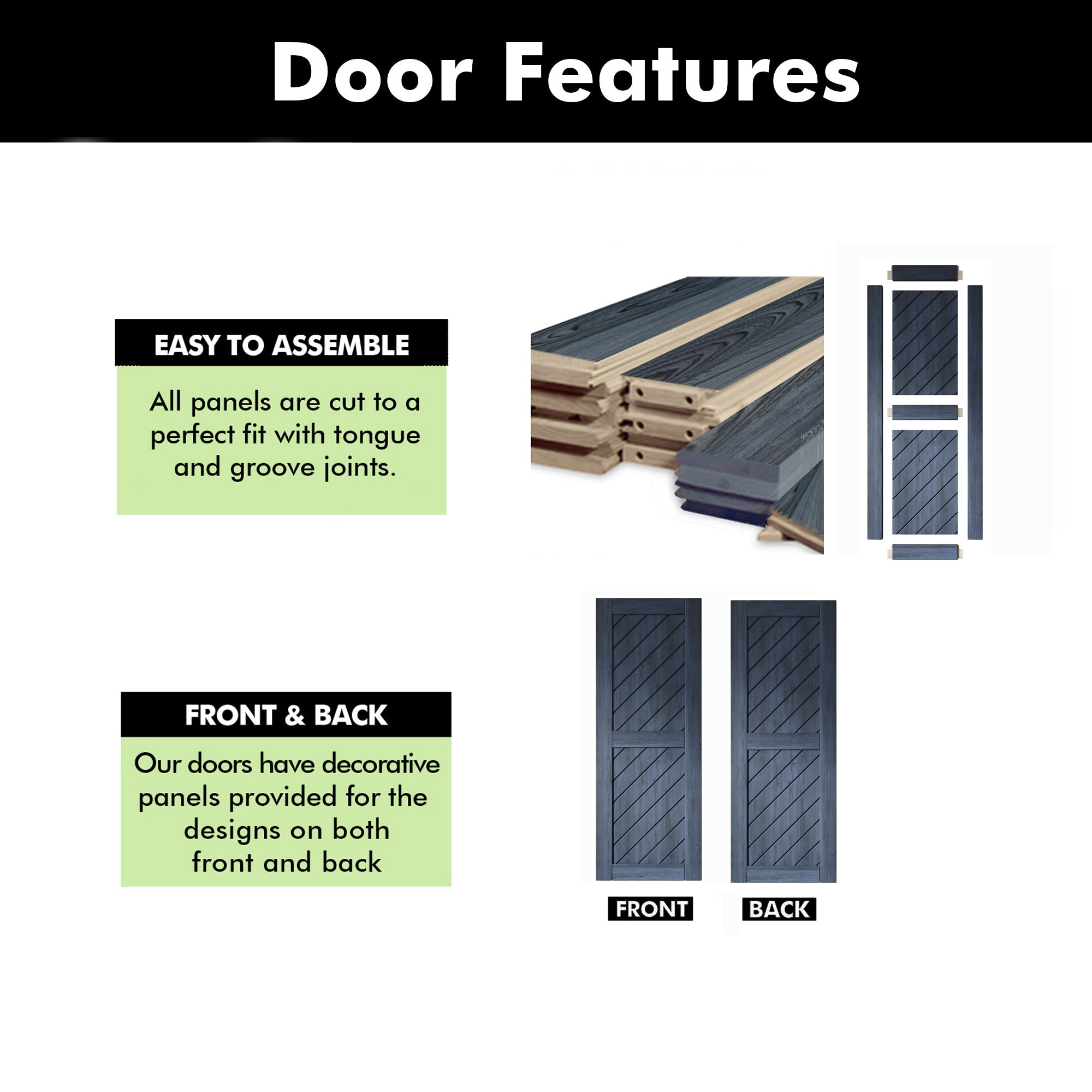 84" Height Navy Slanted Stripe Design Unassembled & Finished Pine Wood Barn Door (Interior Use Only)
