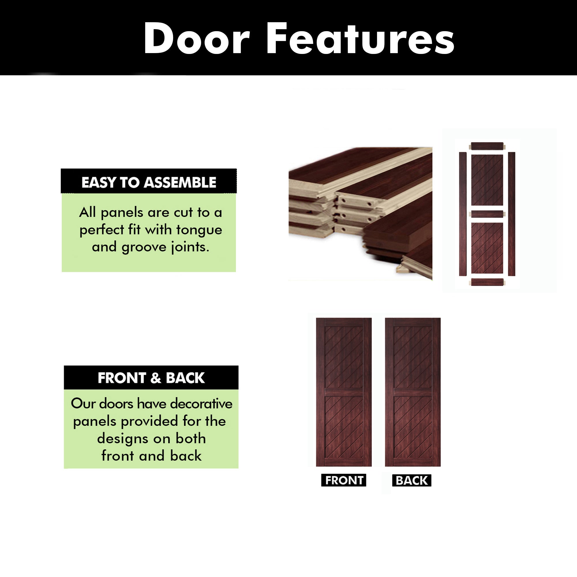 84" Height Red Mahogany Slanted Stripe Design Unassembled & Finished Pine Wood Barn Door (Interior Use Only)