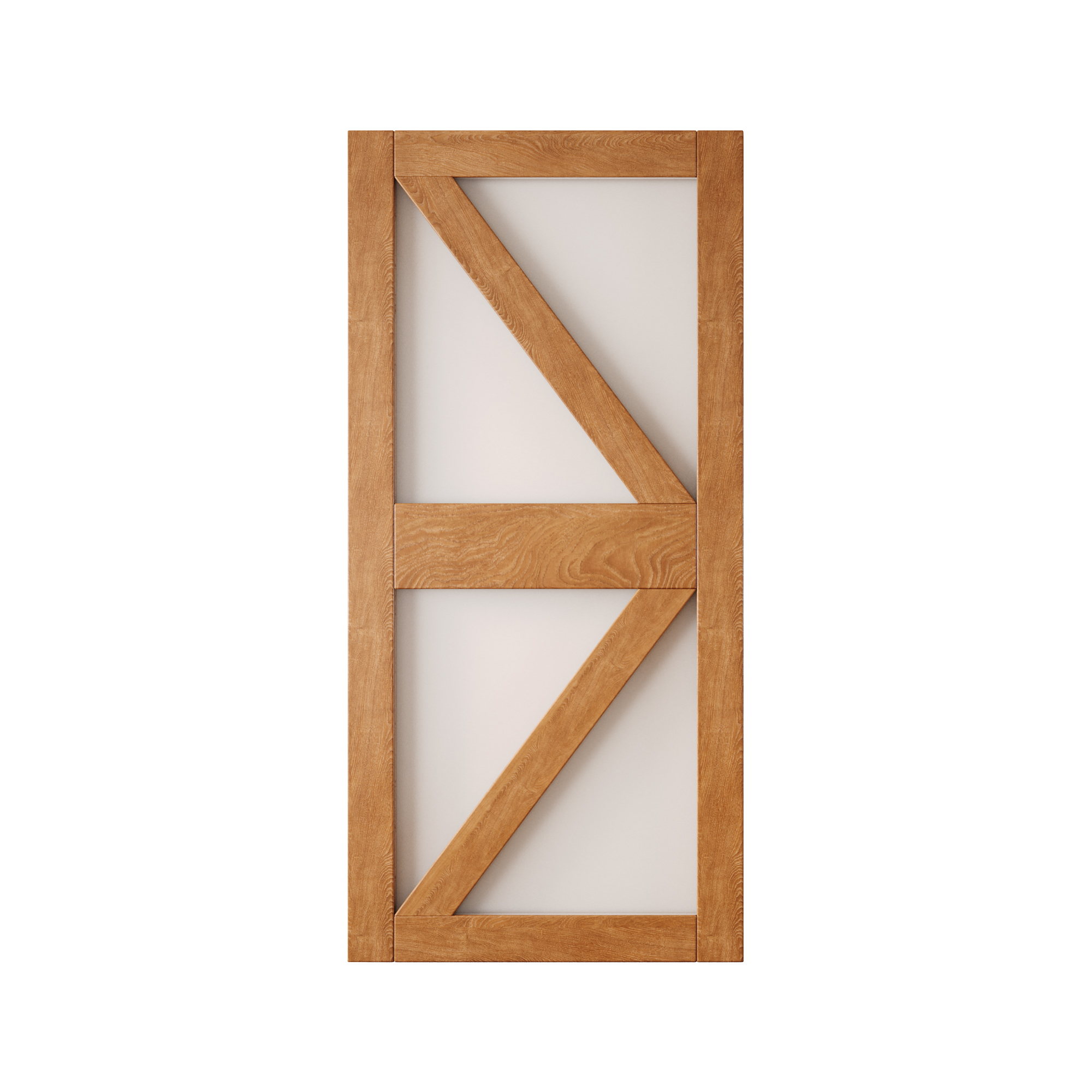 arrow pattern frosted glass sliding barn door with wood frame