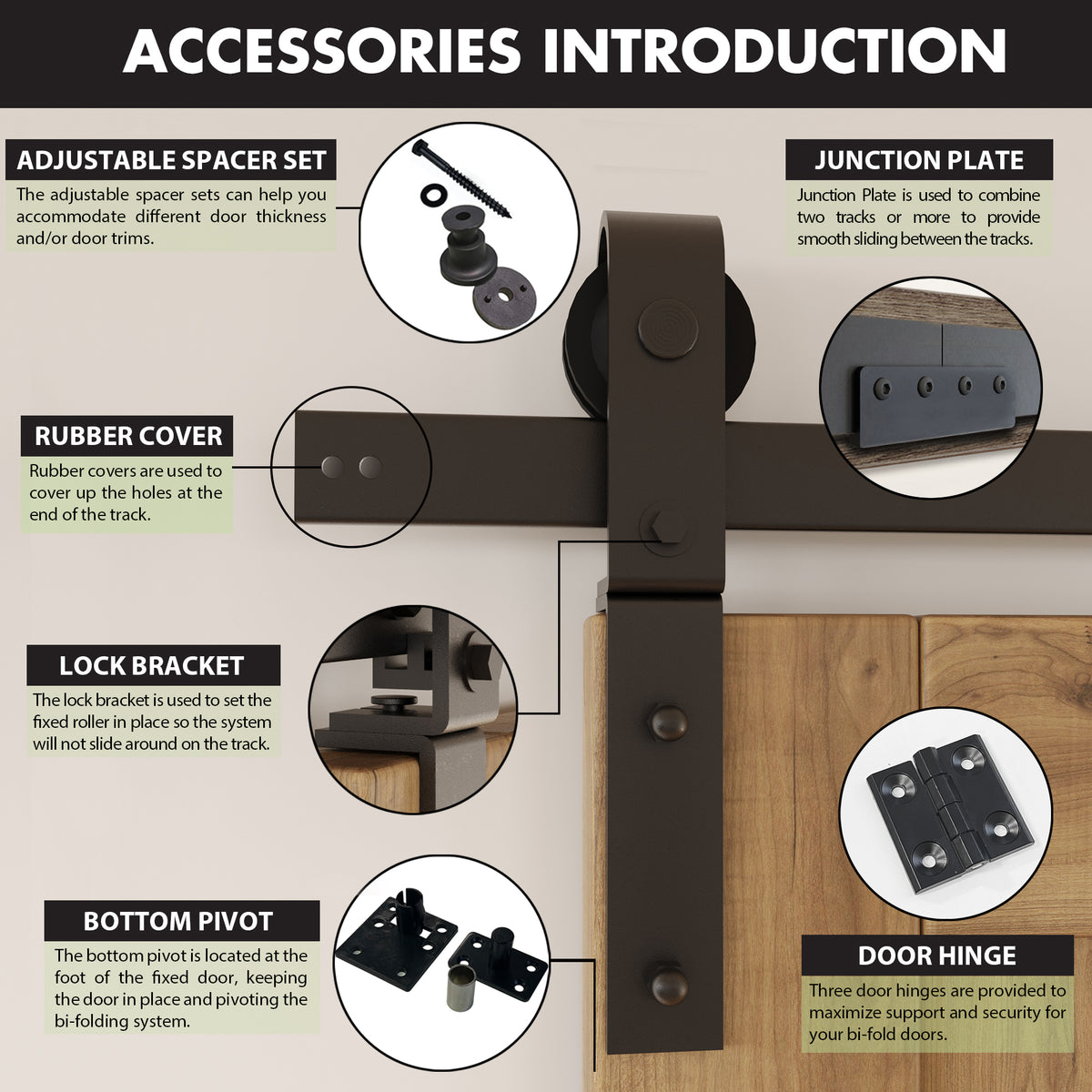 front mount bifold hardware accessories