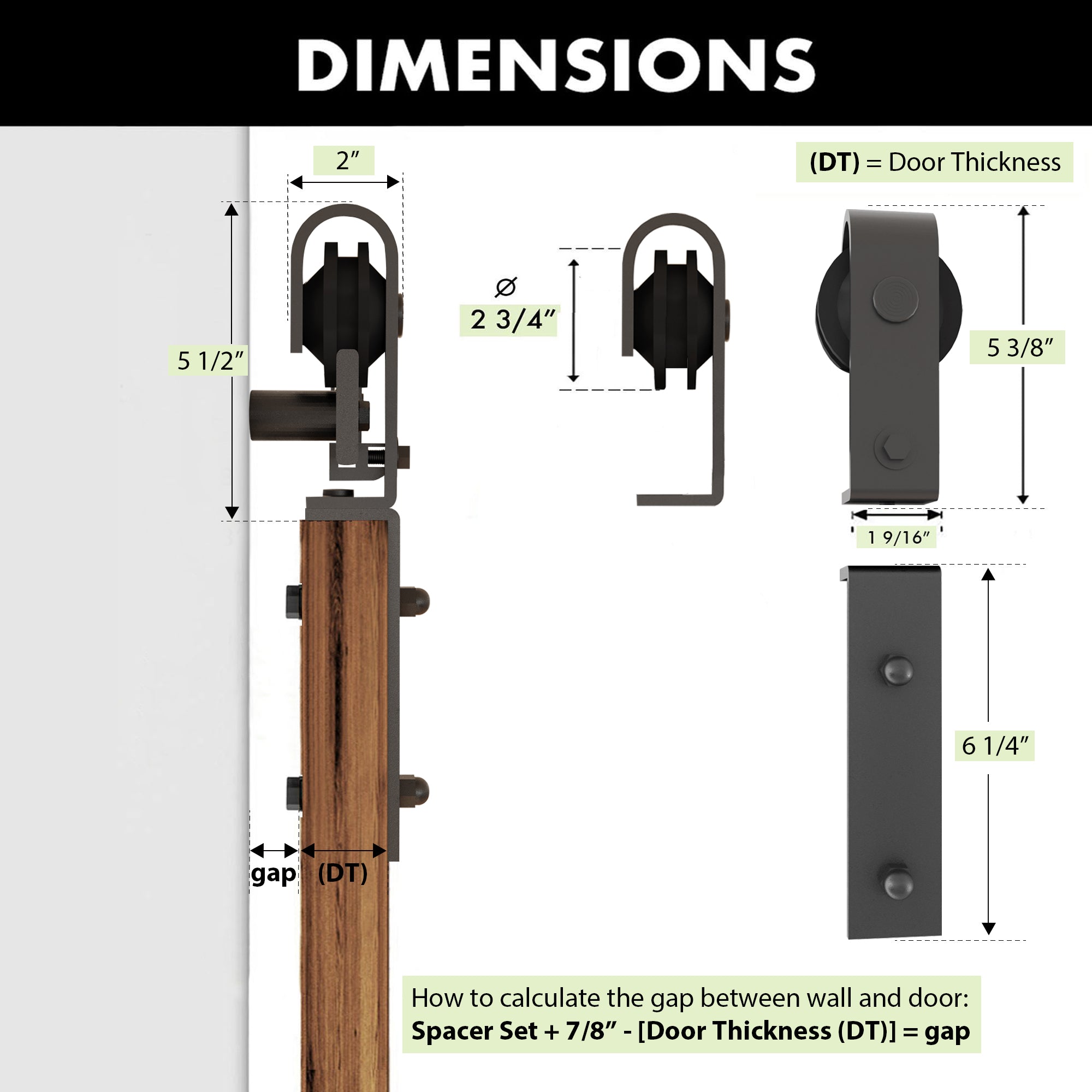 Bi-Folding Sliding Barn Door Hardware Front Mount Two Doors Kit - Classic Design Roller (Doors Not Included)