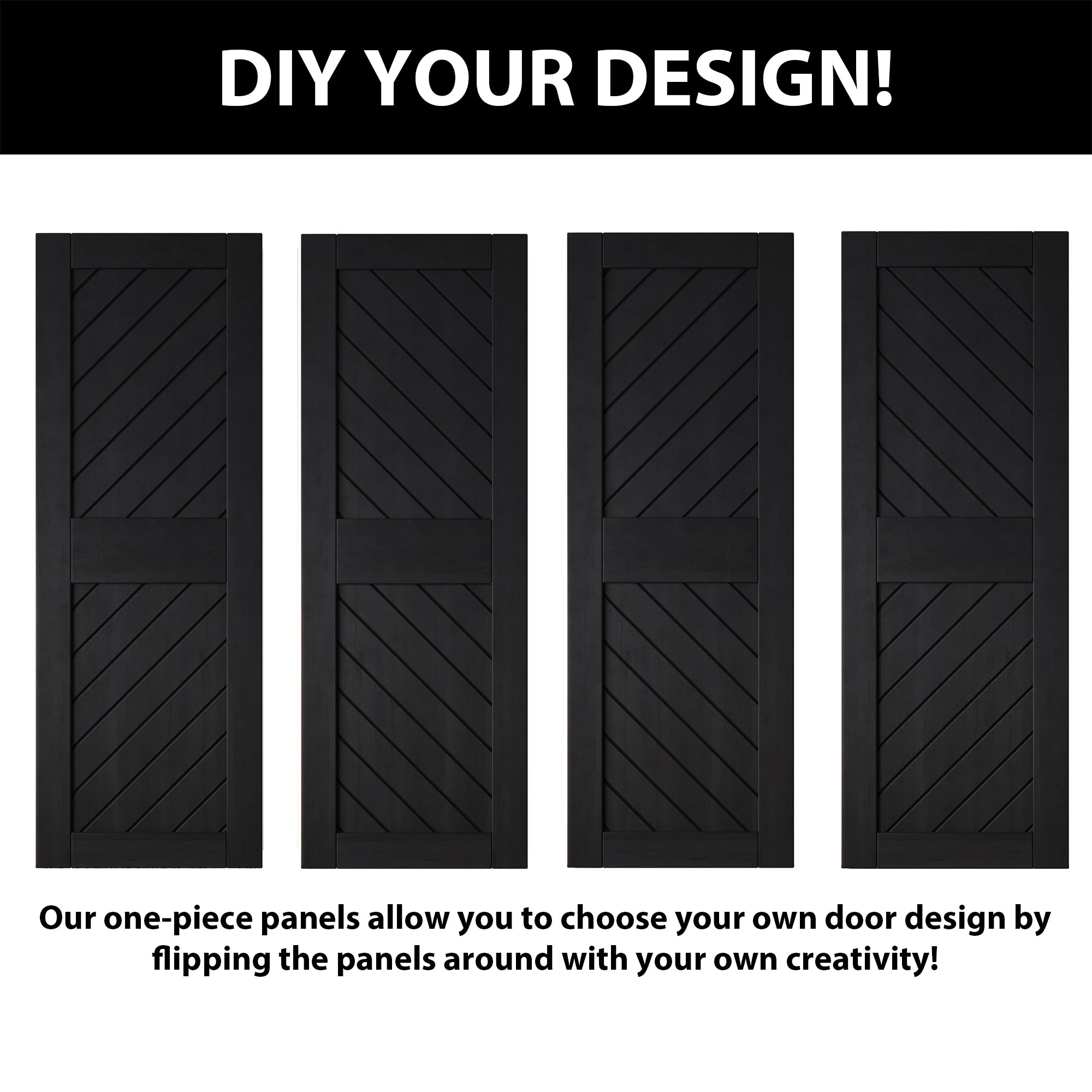 black unassembled black stripe design pine barn door