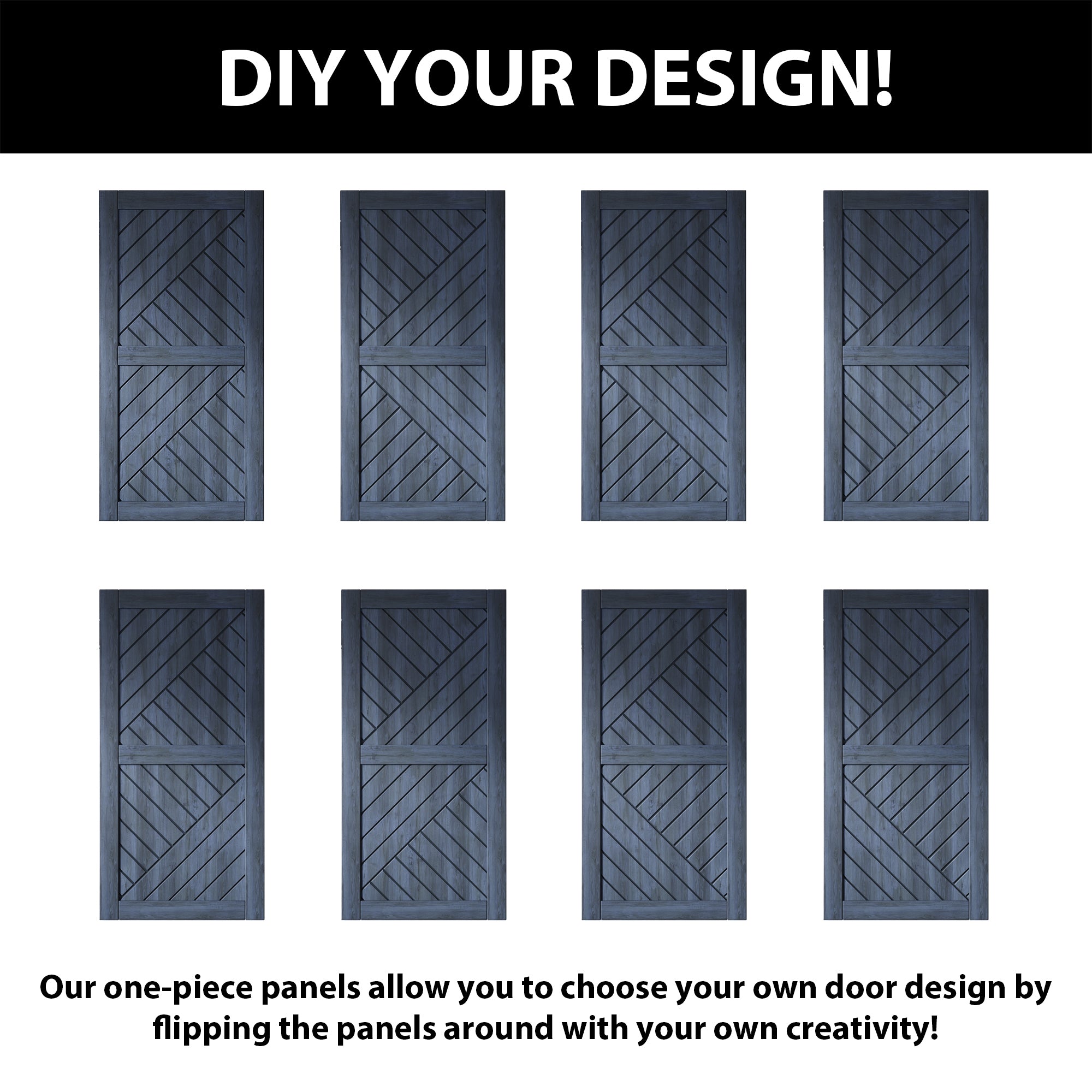 flip the one piece panel and diy your design for the barn doors
