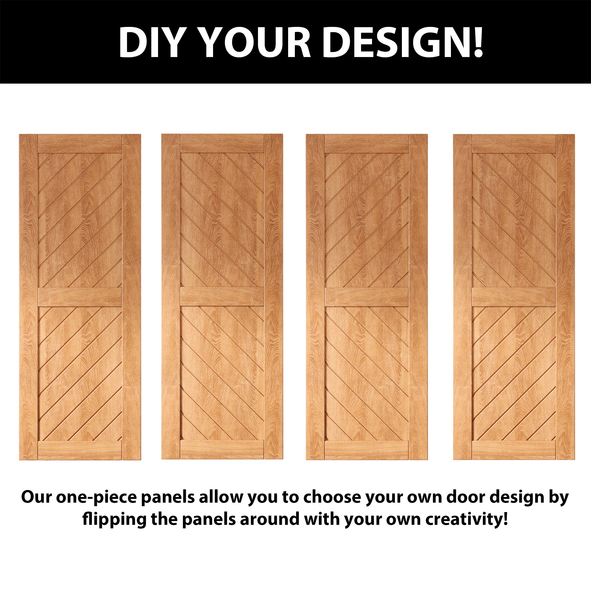 80-inch finished double pine barn door, slanted stripes