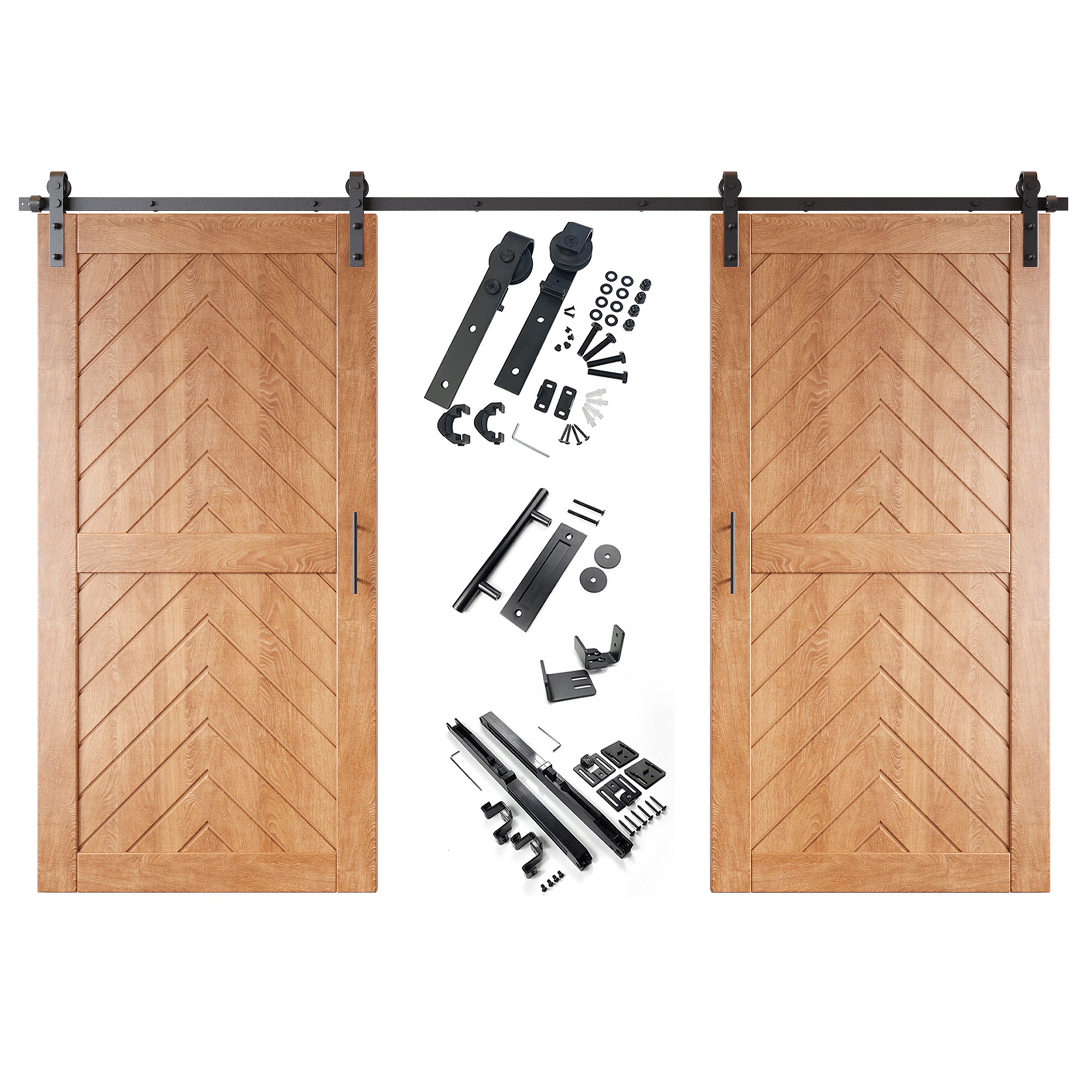 sliding barn door hardware kit with two doors pine wood barn door 