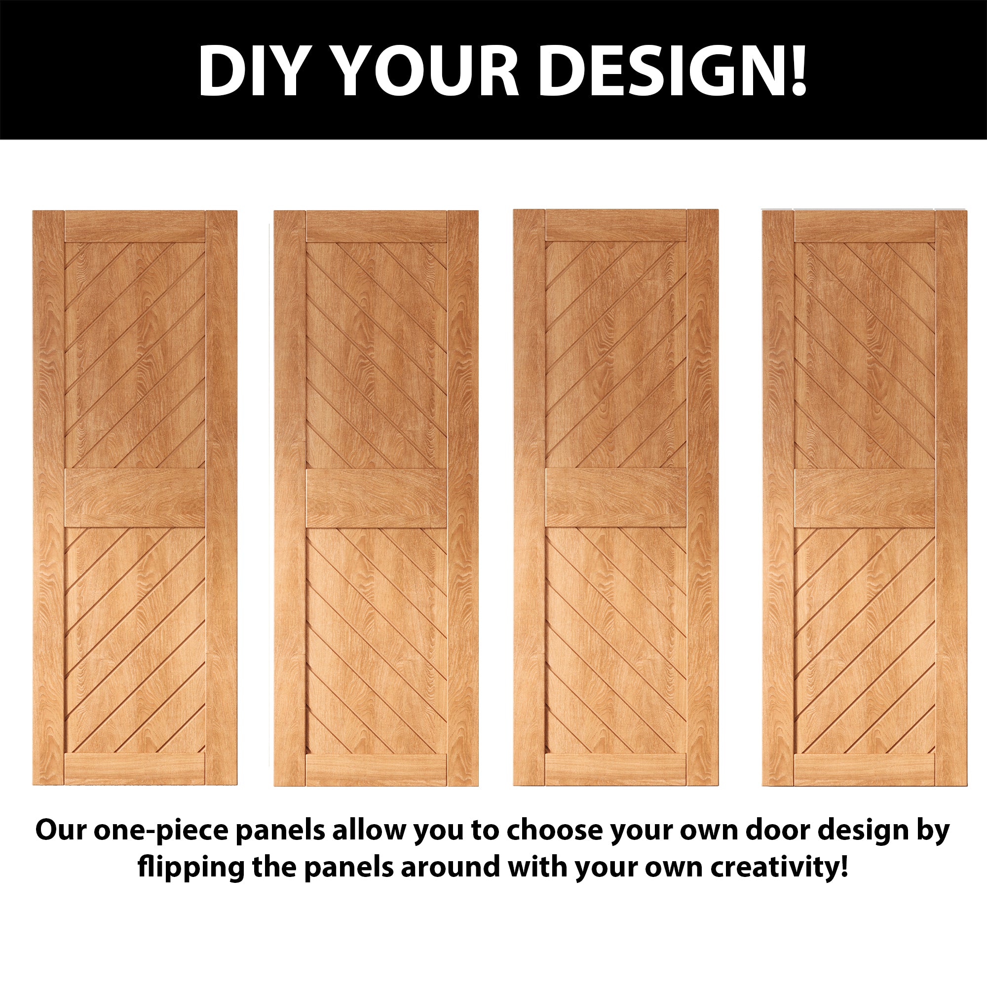 84-inch finished early american pine barn door, slanted stripe design