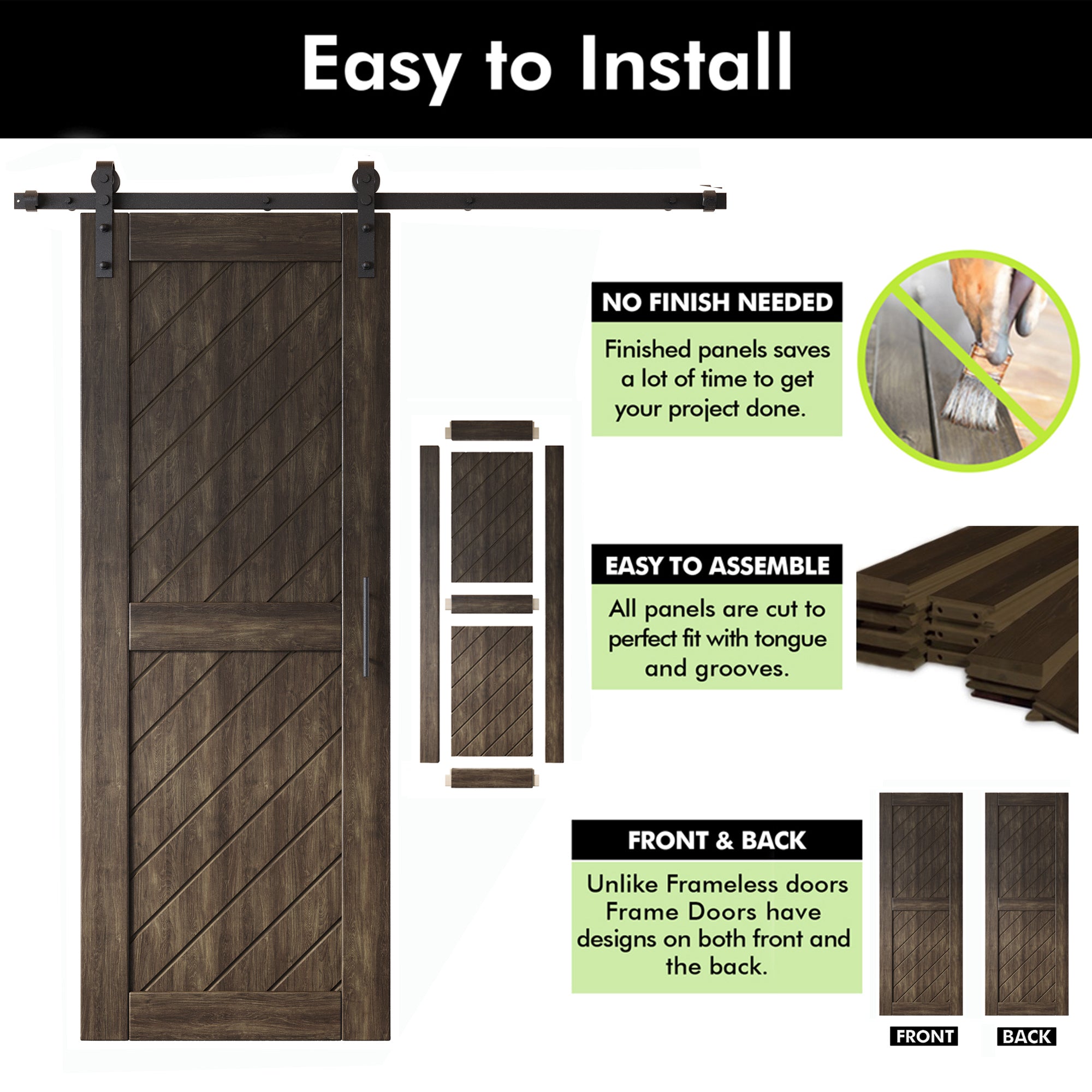 80" ebony interior barn door