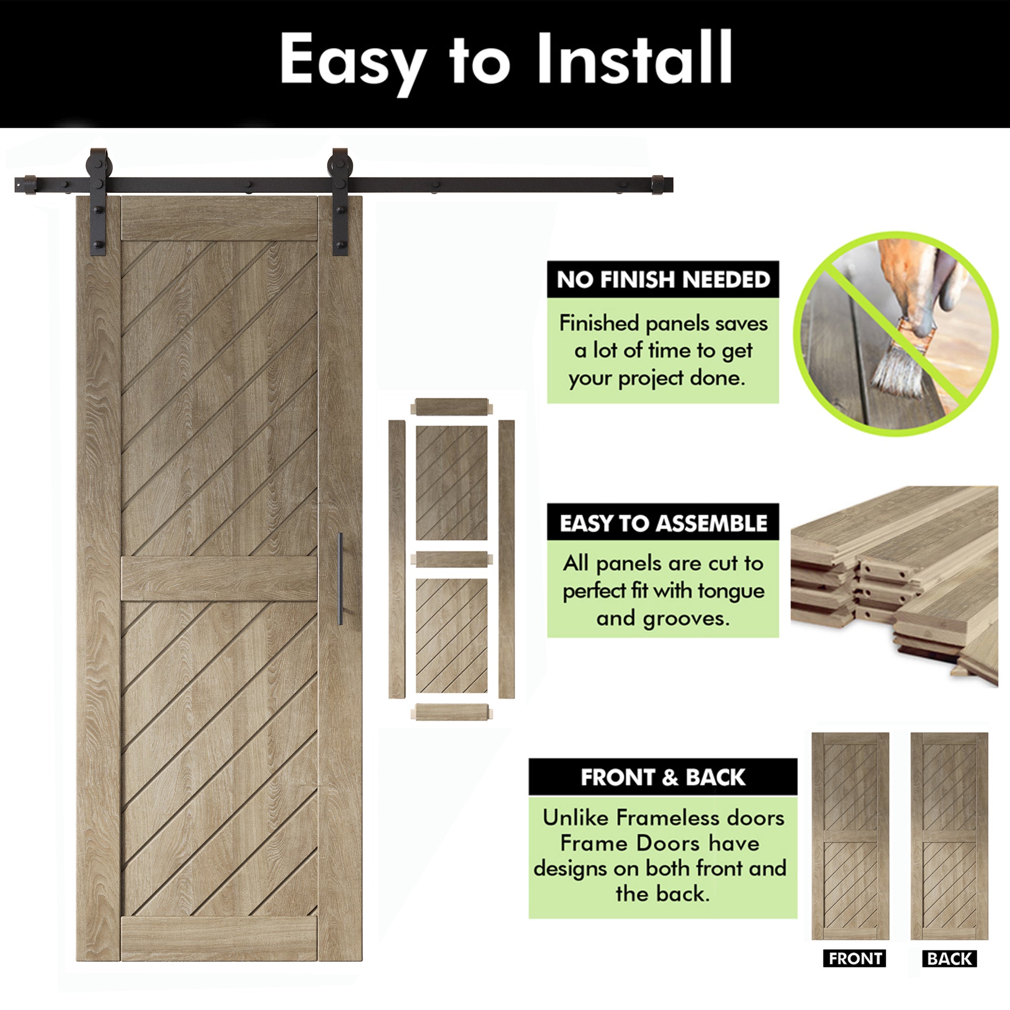 classic gray double pine barn door kit with hardware