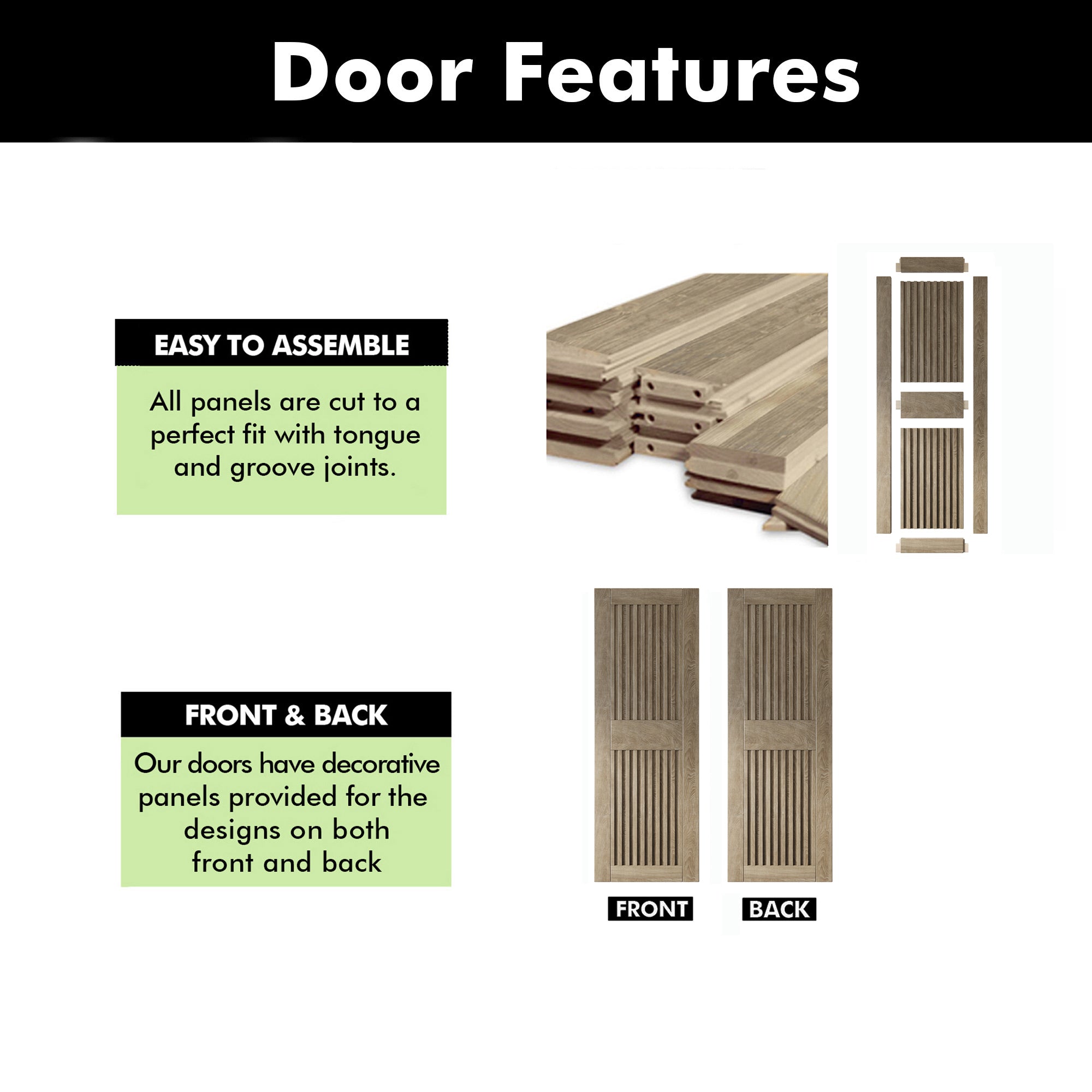 84" Height Classic Gray Vertical Stripe Design Unassembled & Finished Pine Wood Barn Door (Interior Use Only)