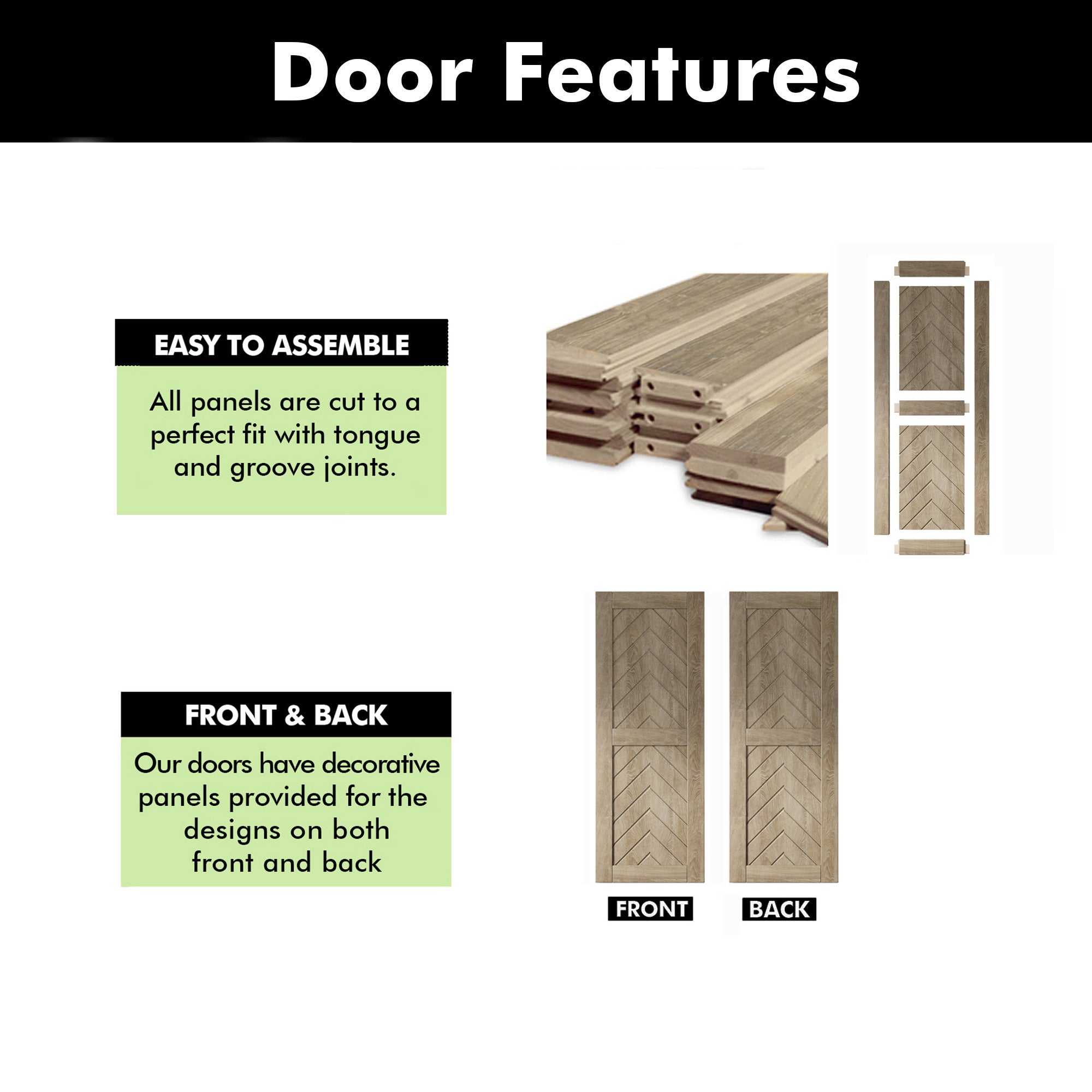 classic gray fishbone design barn door, 80-inch pine