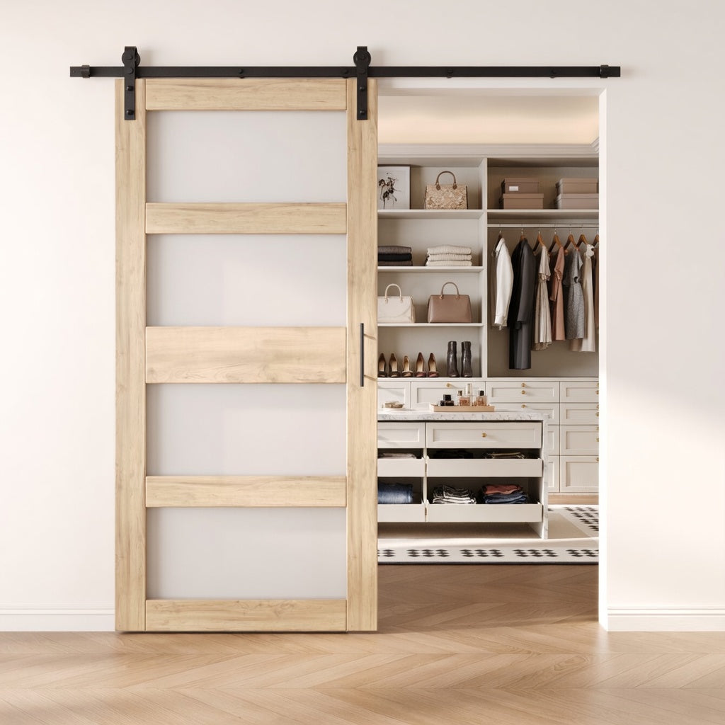 Glass barn door combo kits for closets