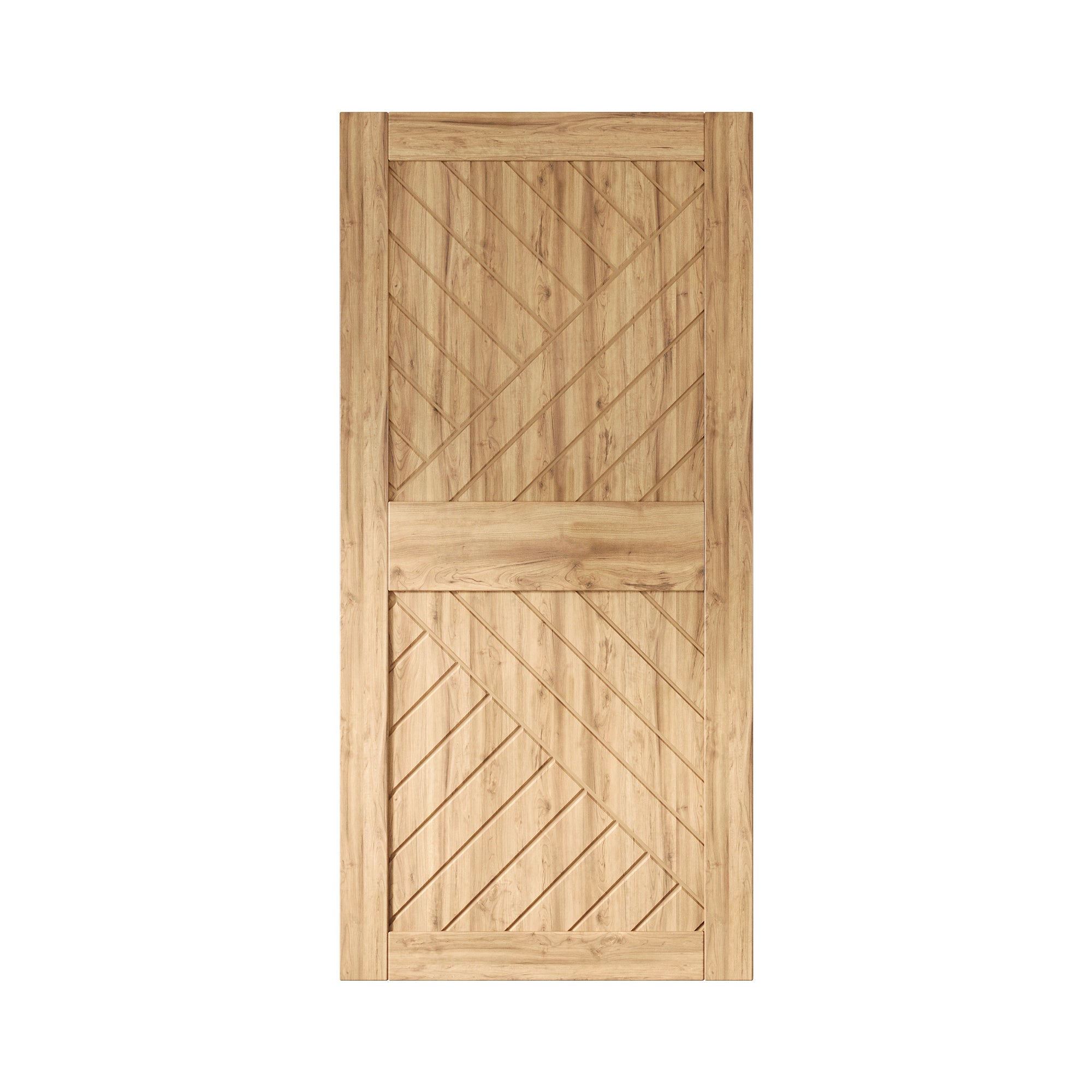 84" Height Geometric Design Unassembled & Unfinished Pine Wood Barn Door (Interior Use Only)