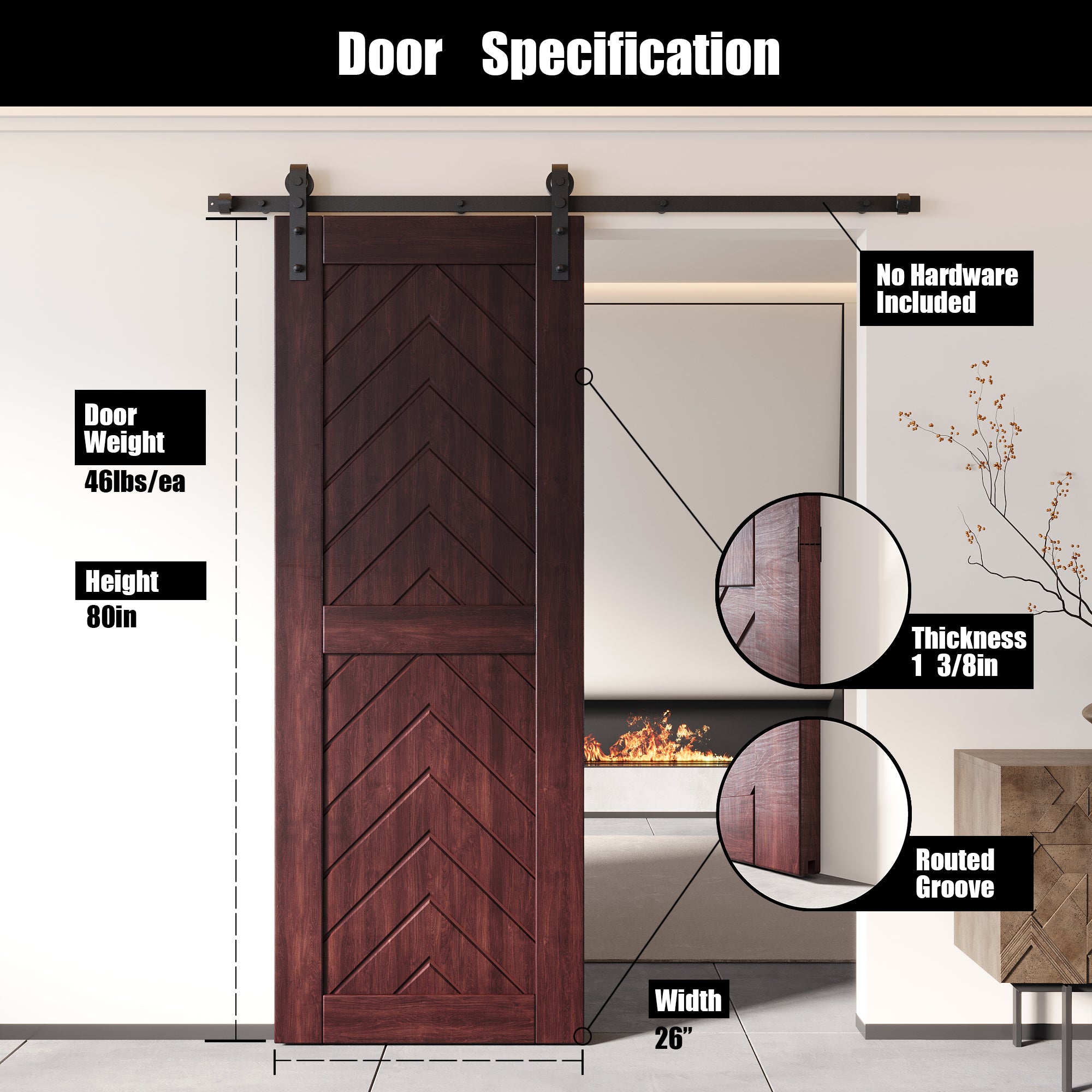 pine wood barn door red