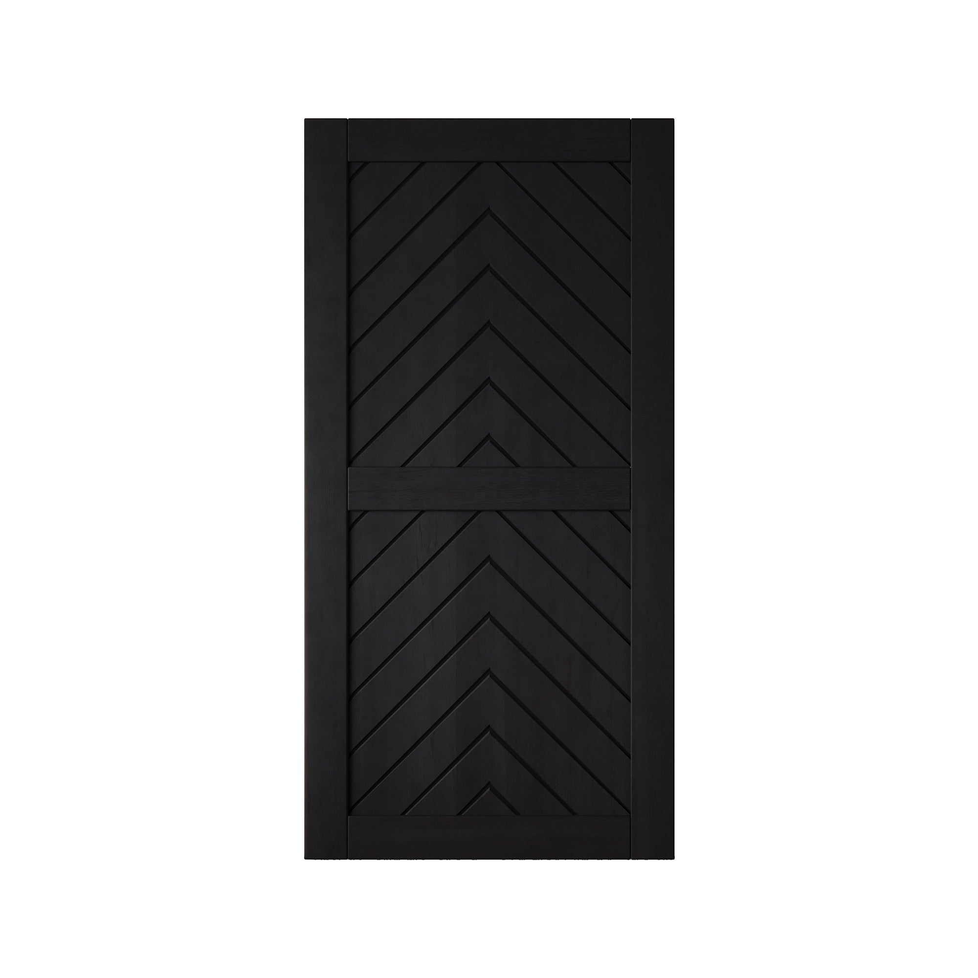 80-inch black fishbone design pine barn door, unassembled and finished