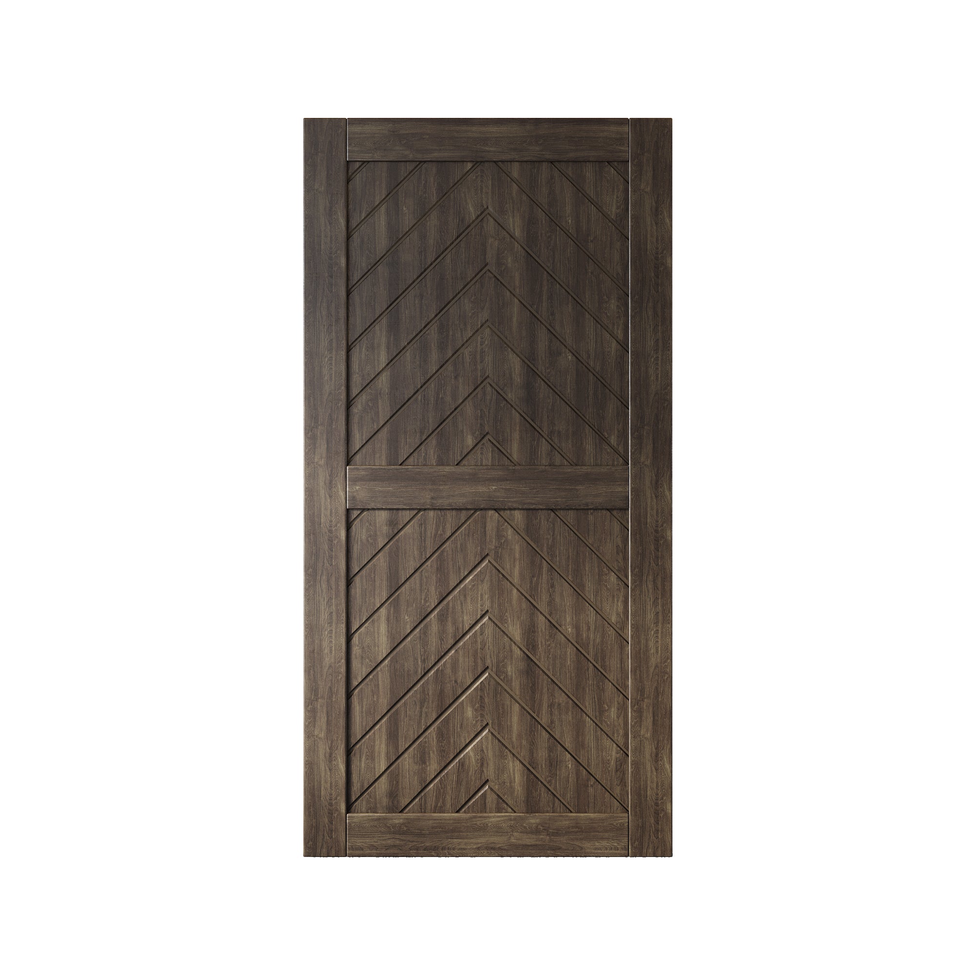 80" Height Ebony Fishbone Design Unassembled & Finished Pine Wood Barn Door (Interior Use Only)
