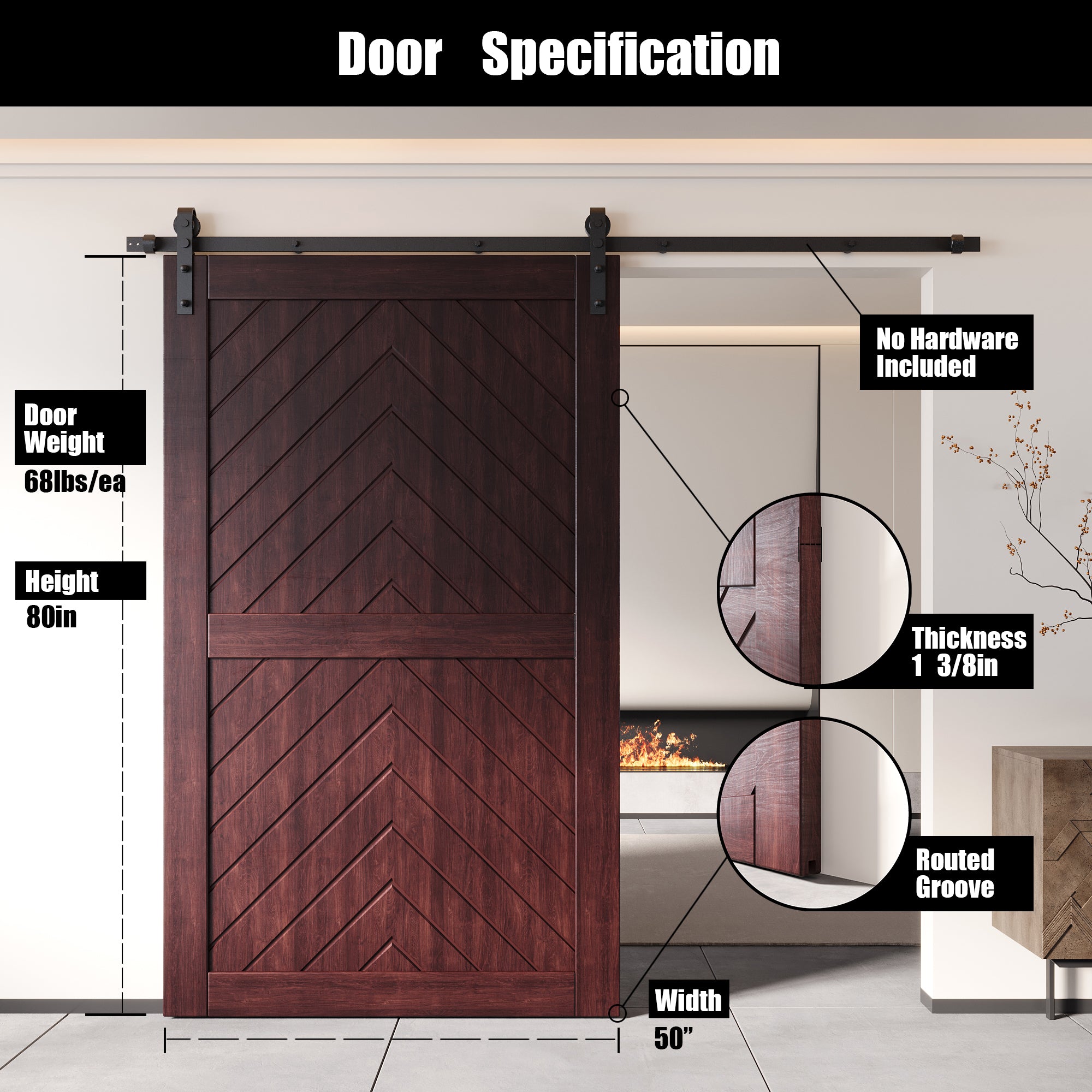pine wood barn door red