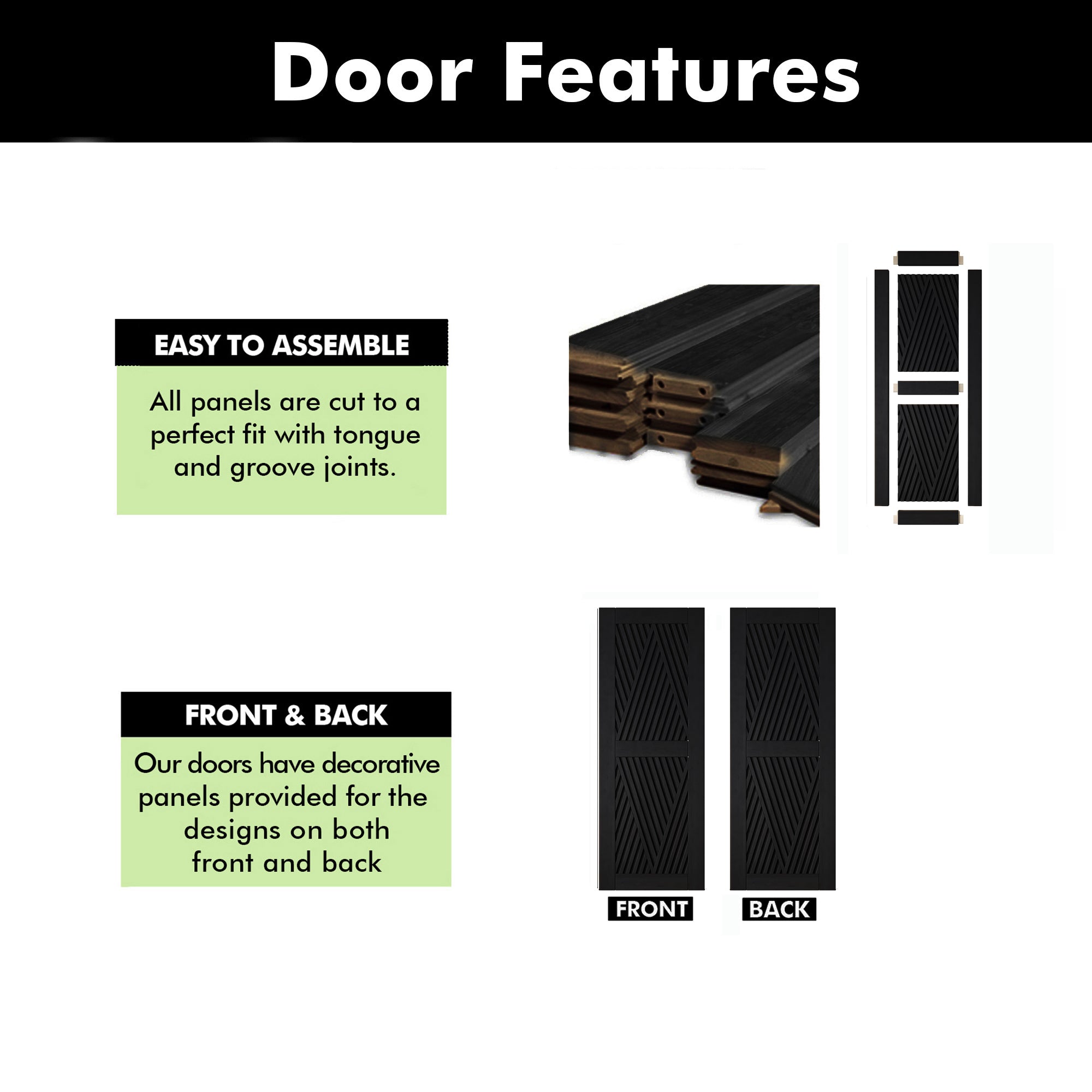 80" Height Black Diamond Design Unassembled & Finished Pine Wood Barn Door (Interior Use Only)