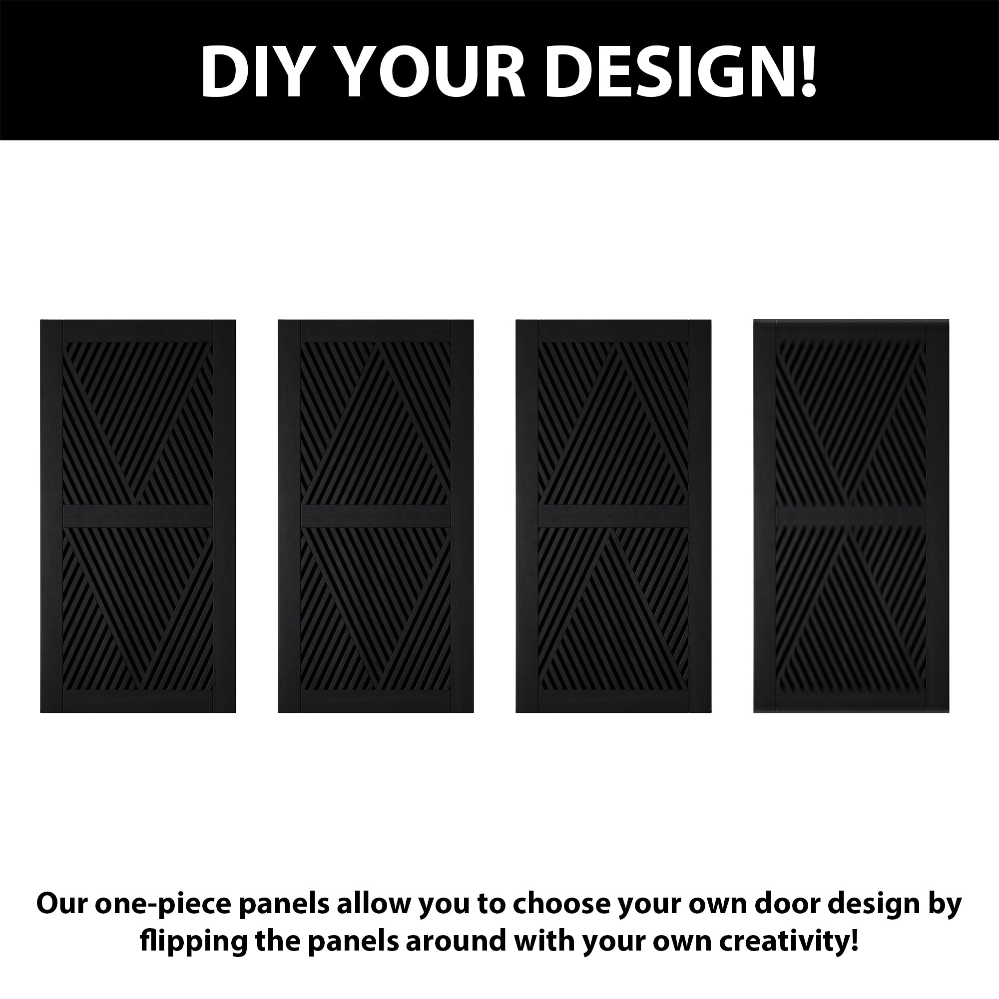 80" Height Black Diamond Design Unassembled & Finished Pine Wood Barn Door (Interior Use Only)