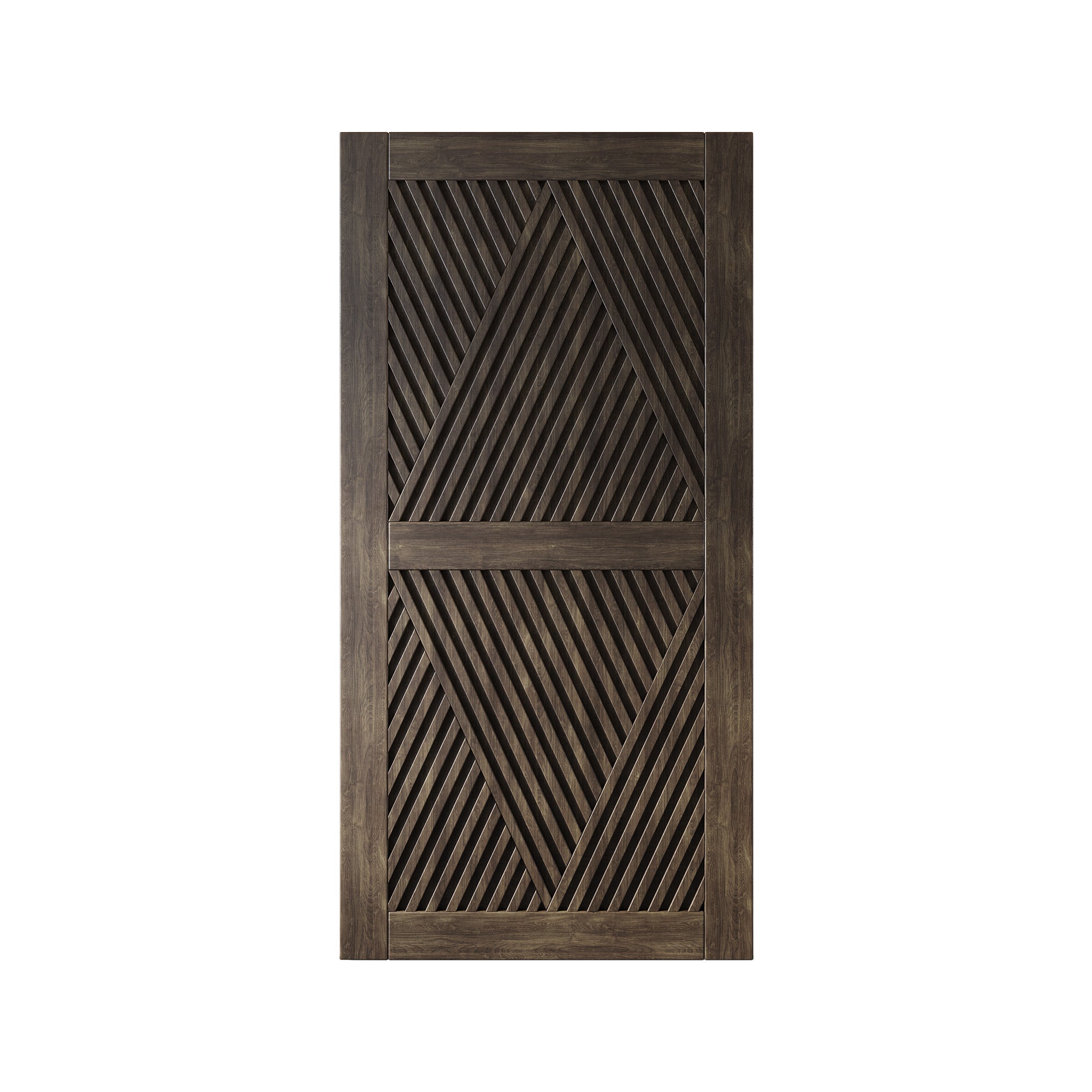 80" Height Ebony Diamond Design Unassembled & Finished Pine Wood Barn Door (Interior Use Only)