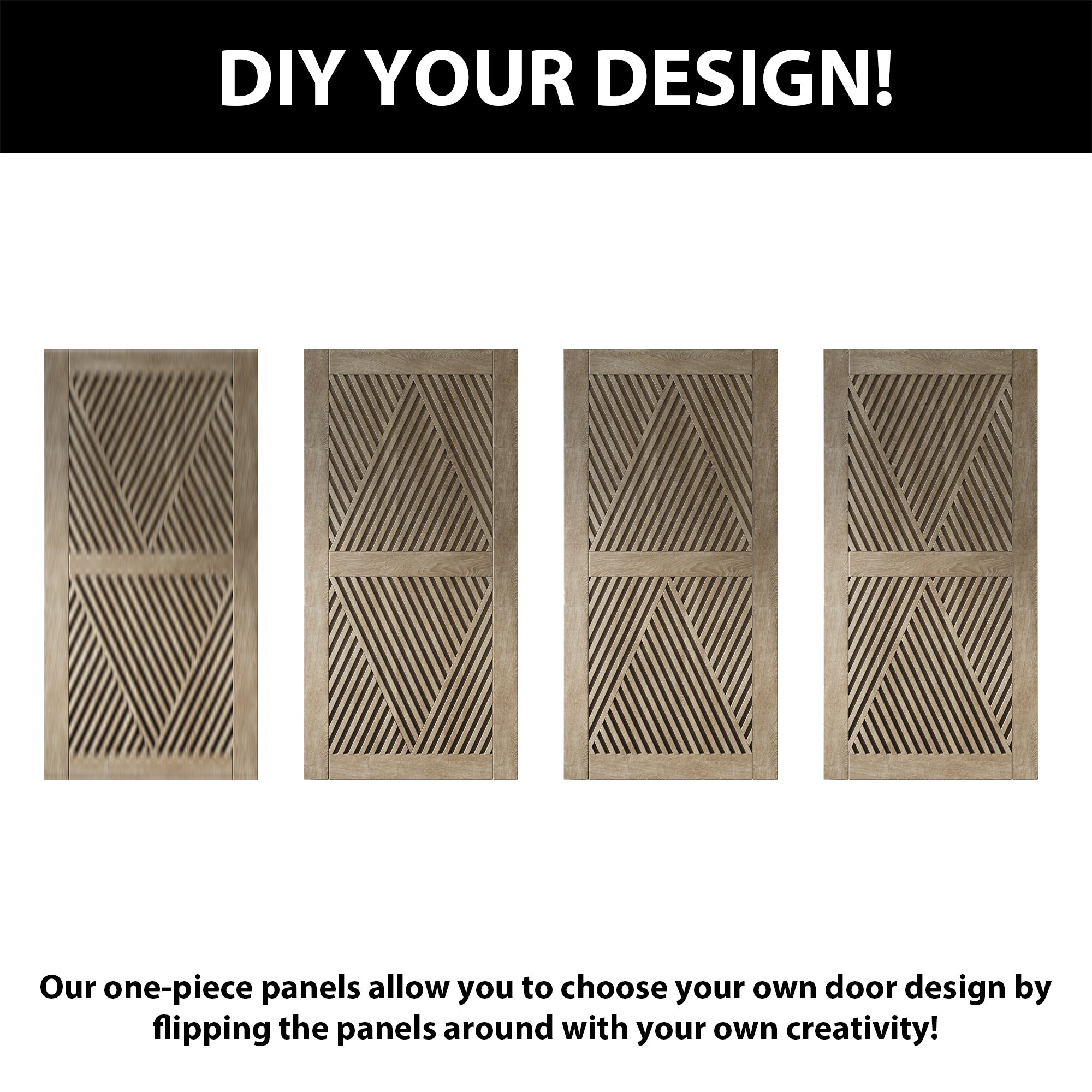 80" Height Classic Gray Diamond Design Unassembled & Finished Pine Wood Barn Door (Interior Use Only)