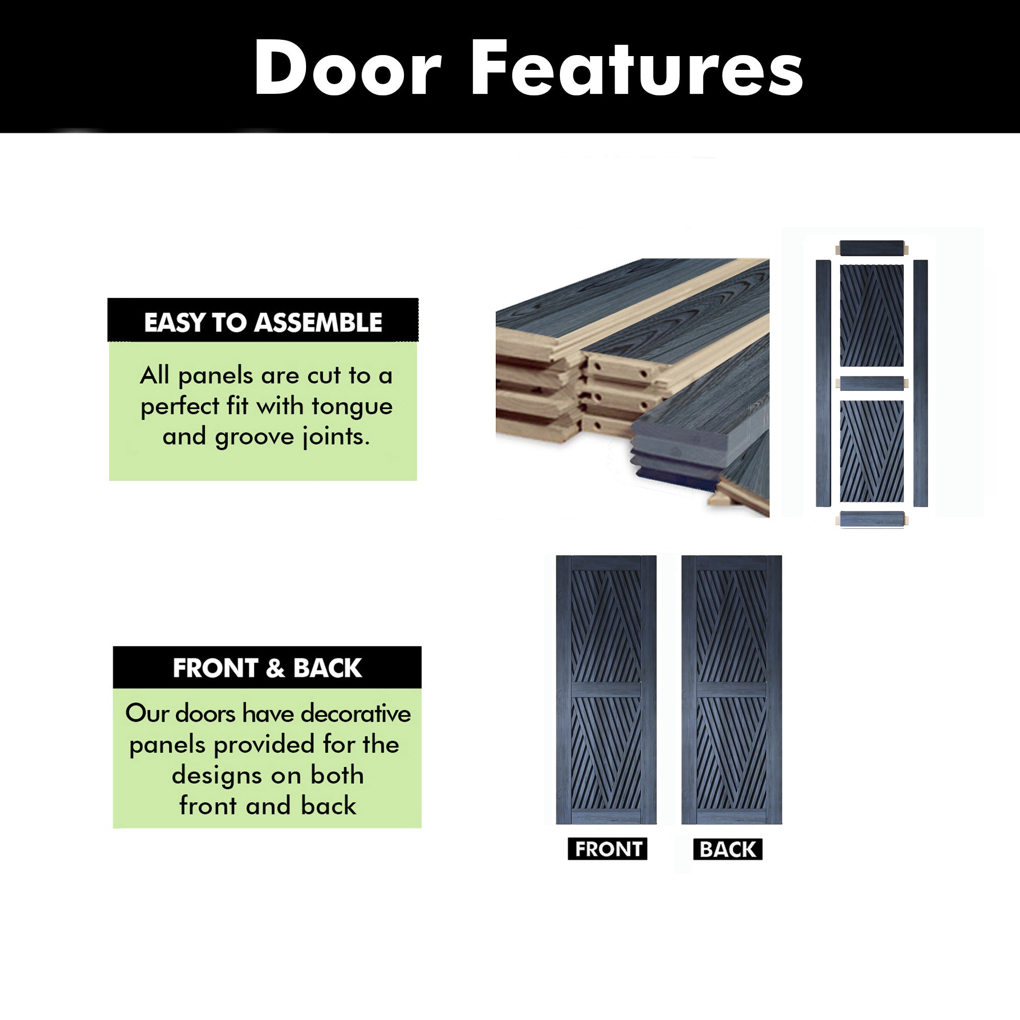 80" Height Navy Diamond Design Unassembled & Finished Pine Wood Barn Door (Interior Use Only)