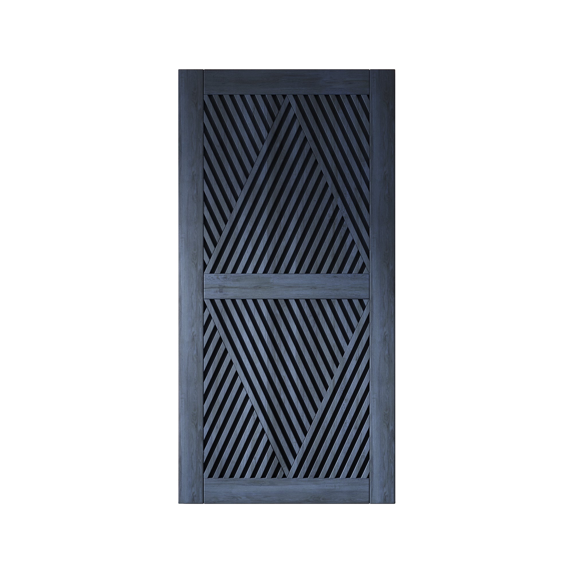 80" Height Navy Diamond Design Unassembled & Finished Pine Wood Barn Door (Interior Use Only)