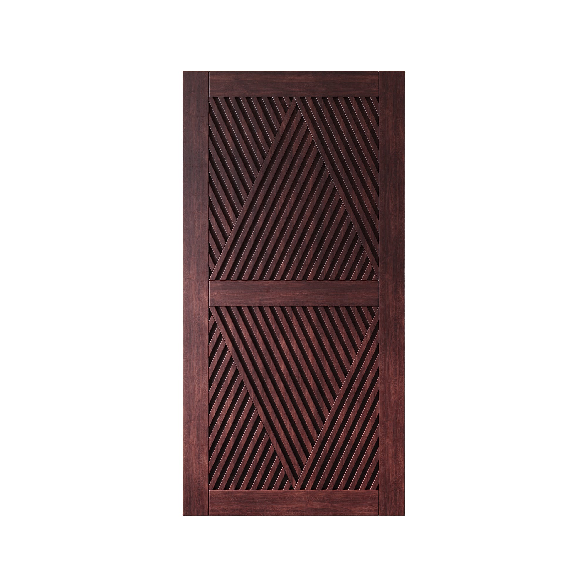 80" Height Red Mahogany Diamond Design Unassembled & Finished Pine Wood Barn Door (Interior Use Only)