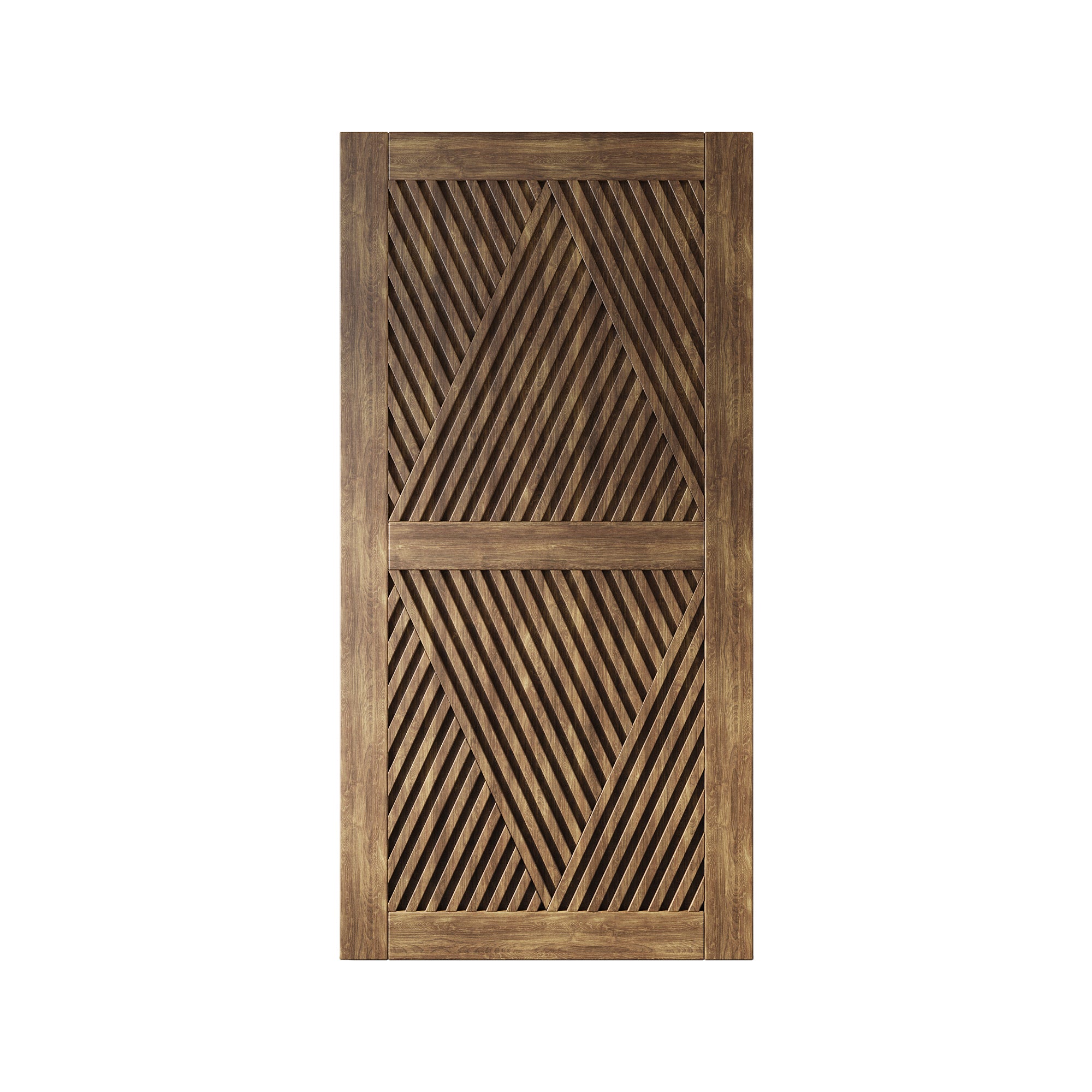 80" Height Dark Walnut Diamond Design Unassembled & Finished Pine Wood Barn Door (Interior Use Only)