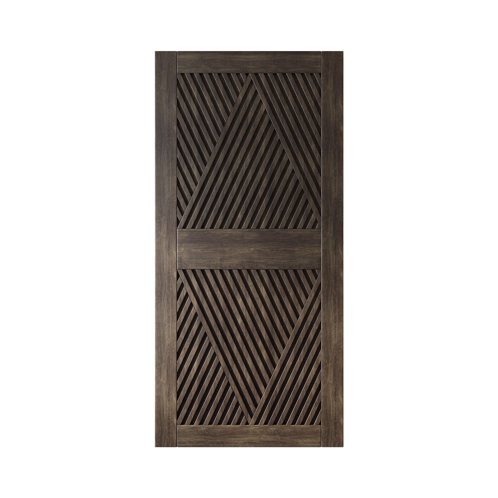 84" Height Ebony Diamond Design Unassembled & Finished Pine Wood Barn Door (Interior Use Only)