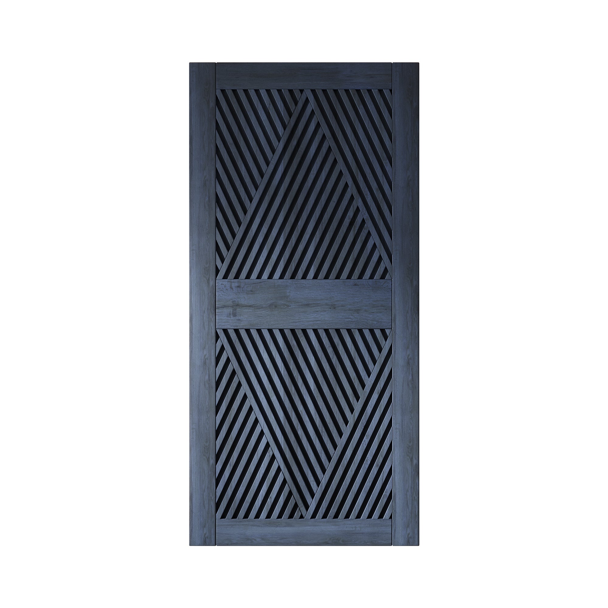 84" Height Navy Diamond Design Unassembled & Finished Pine Wood Barn Door (Interior Use Only)