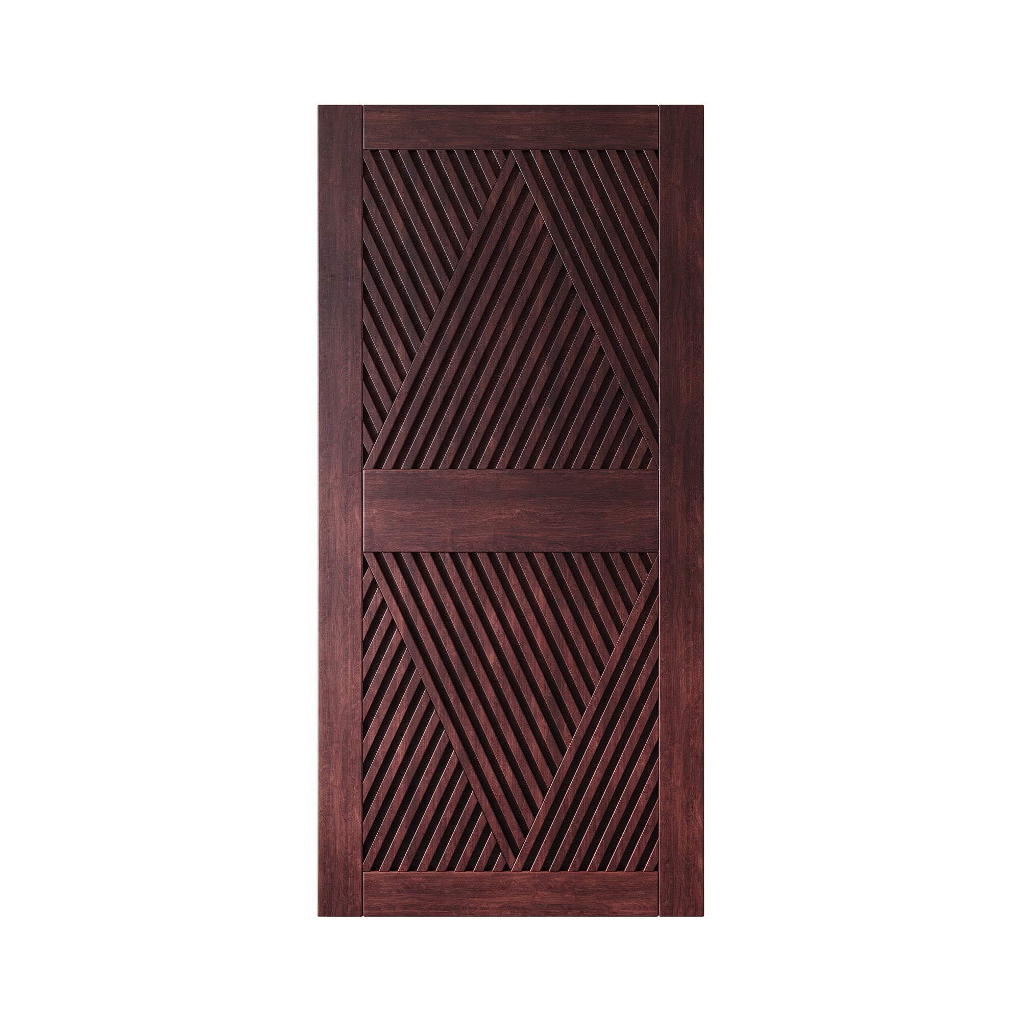 84" Height Red Mahogany Diamond Design Unassembled & Finished Pine Wood Barn Door (Interior Use Only)