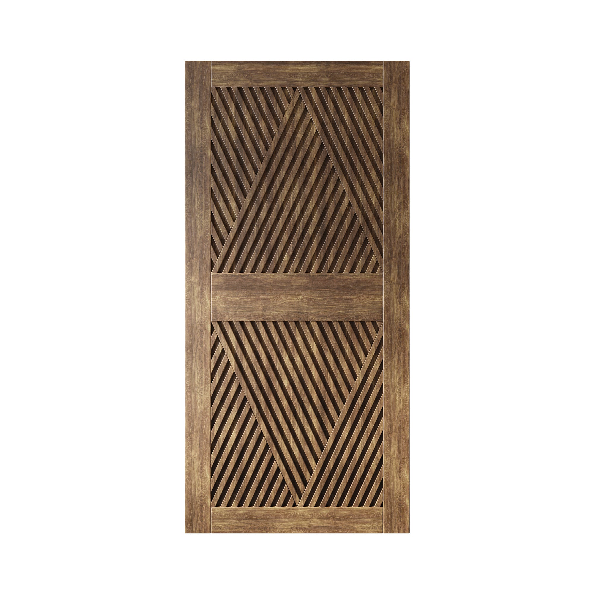 84" Height Dark Walnut Diamond Design Unassembled & Finished Pine Wood Barn Door (Interior Use Only)