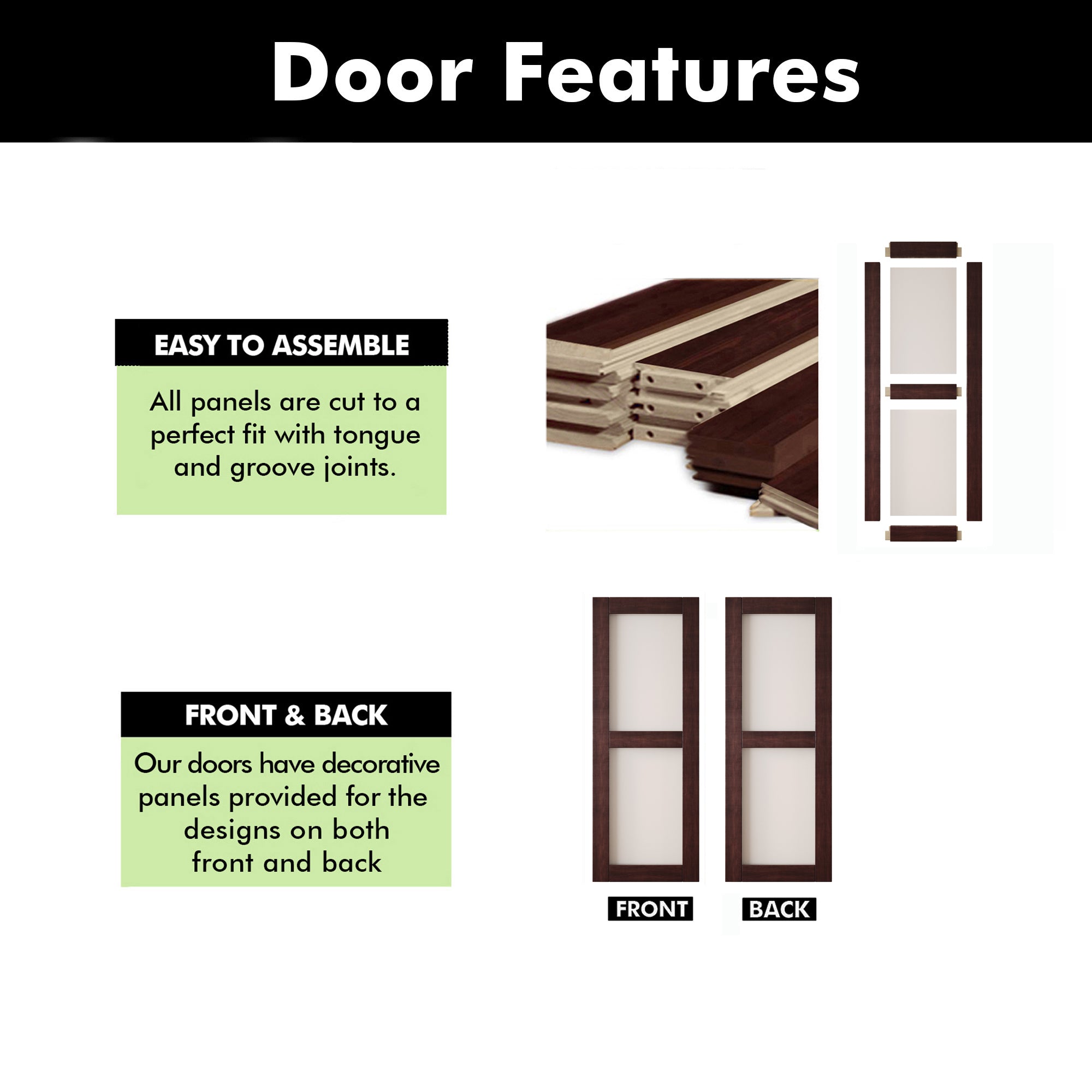 80" Height Red Mahogany 2-Lite Frosted Glass Unassembled & Finished Pine Wood Barn Door (Interior Use Only)